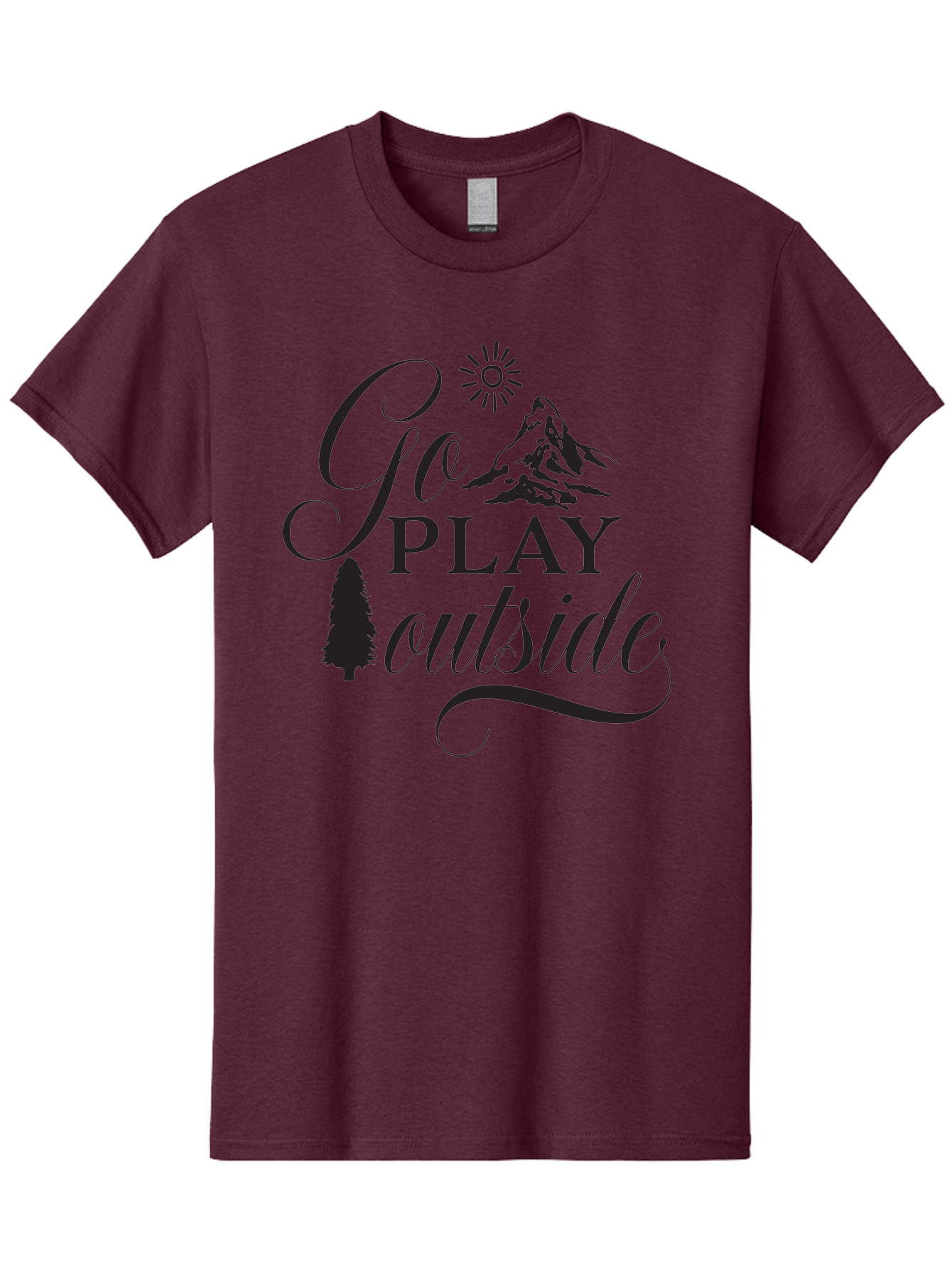 Go-Play-Outside Men'S Graphic Tee, 100% Cotton, Comfortable Casual Summer Wear, Machine Washable, Outdoor Adventure, Mountain Scenery, Pine Tree, Sunshine, Go Outside, Nature Call, Play Time, Active Lifestyle, Exploration, Outdoor Fun Aac760