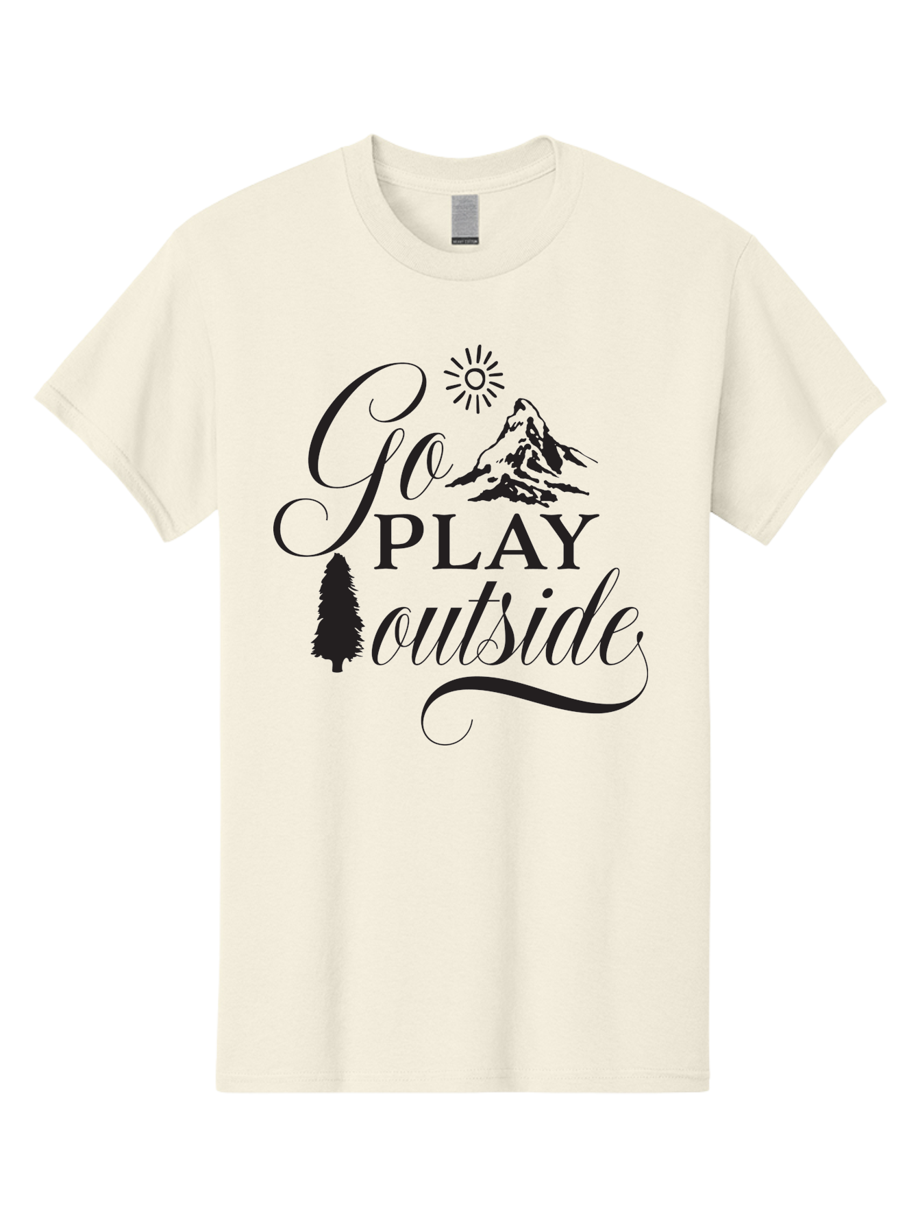 Go-Play-Outside Men'S Graphic Tee, 100% Cotton, Comfortable Casual Summer Wear, Machine Washable, Outdoor Adventure, Mountain Scenery, Pine Tree, Sunshine, Go Outside, Nature Call, Play Time, Active Lifestyle, Exploration, Outdoor Fun Aac760