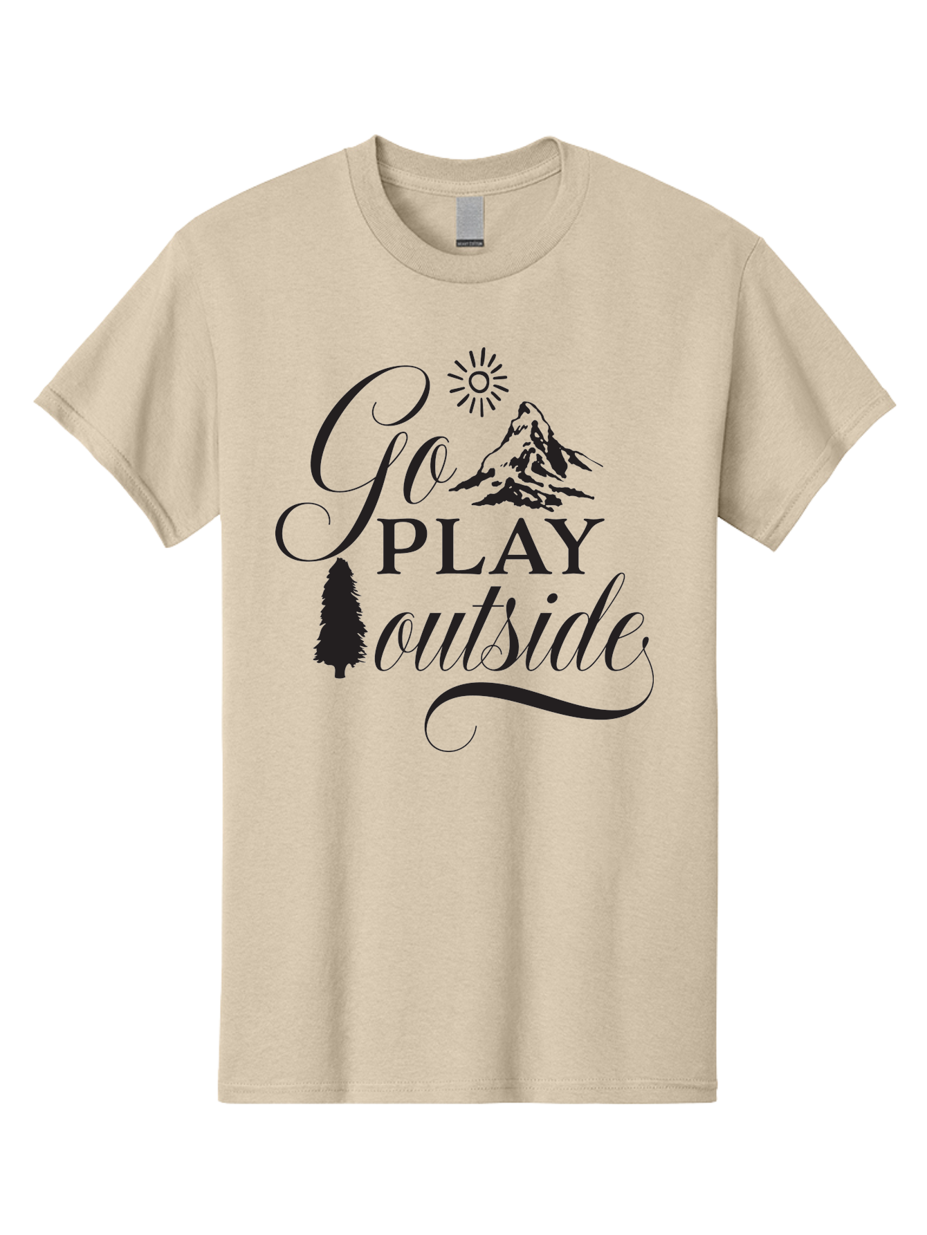 Go-Play-Outside Men'S Graphic Tee, 100% Cotton, Comfortable Casual Summer Wear, Machine Washable, Outdoor Adventure, Mountain Scenery, Pine Tree, Sunshine, Go Outside, Nature Call, Play Time, Active Lifestyle, Exploration, Outdoor Fun Aac760
