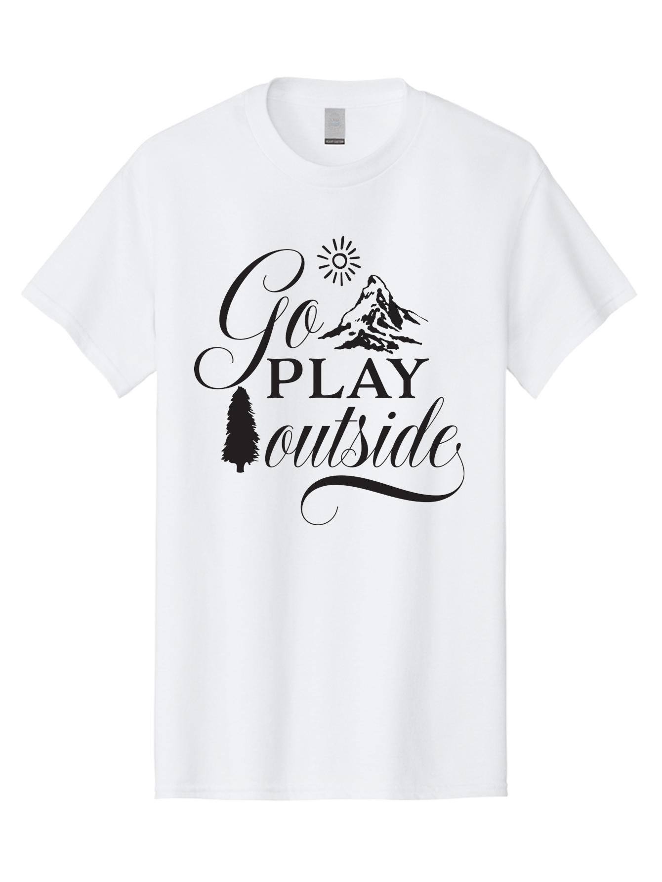 Go-Play-Outside Men'S Graphic Tee, 100% Cotton, Comfortable Casual Summer Wear, Machine Washable, Outdoor Adventure, Mountain Scenery, Pine Tree, Sunshine, Go Outside, Nature Call, Play Time, Active Lifestyle, Exploration, Outdoor Fun Aac760