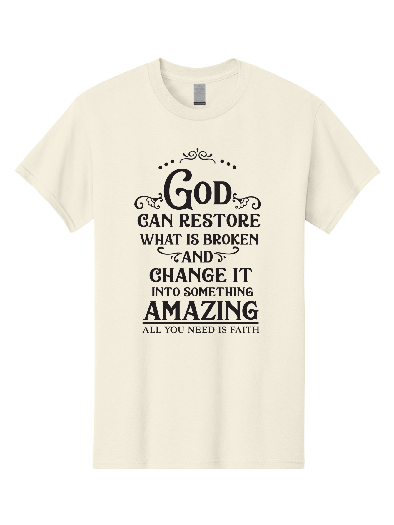 God-Can-Restore-What-Is-Broken Men'S Graphic Tee, 100% Cotton, Comfortable Casual Summer Wear, Machine Washable, Inspirational Quote, Motivational Words, Faith And Restoration, God Can Restore, Broken But Made Whole, Aac761