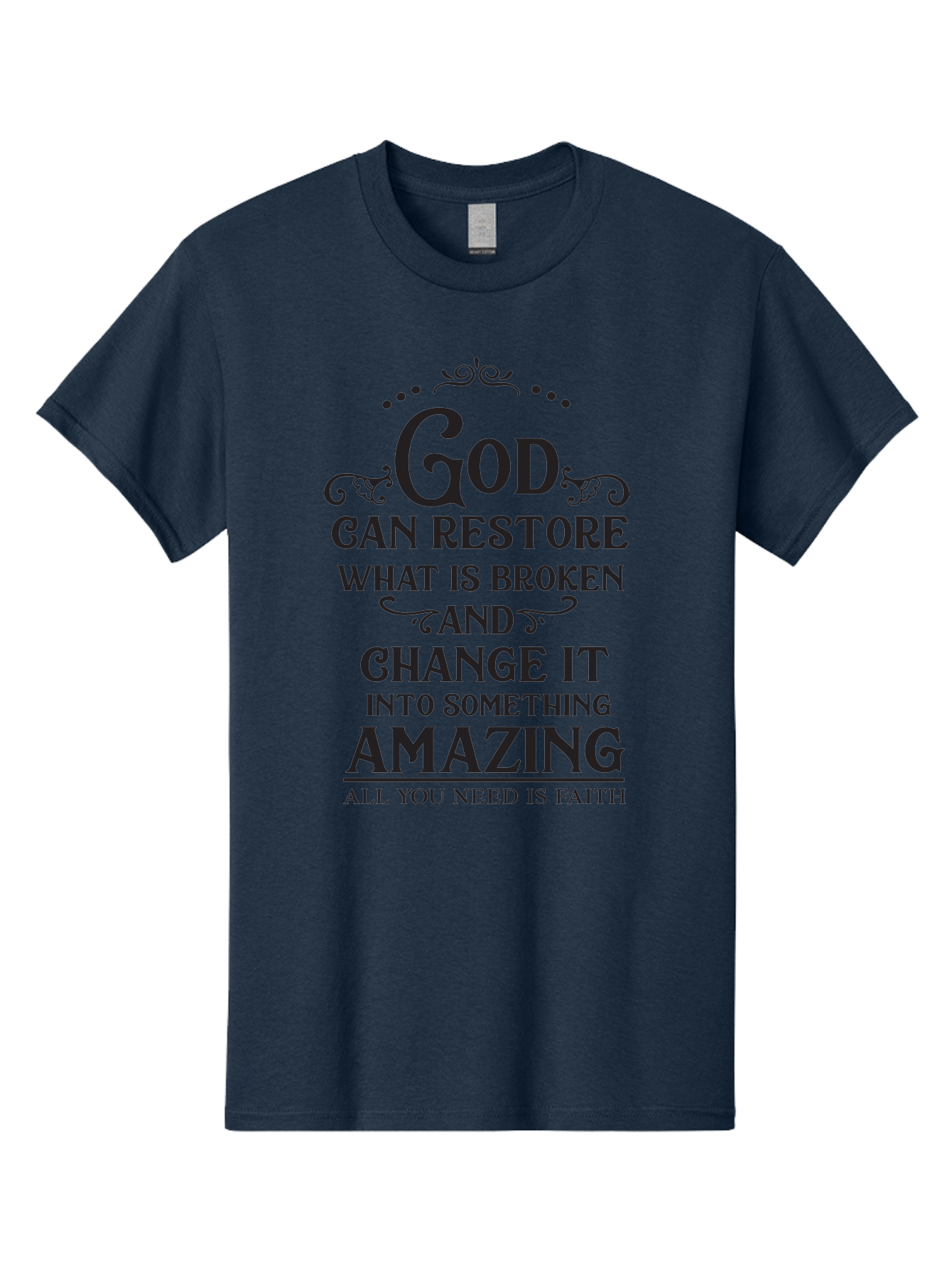 God-Can-Restore-What-Is-Broken Men'S Graphic Tee, 100% Cotton, Comfortable Casual Summer Wear, Machine Washable, Inspirational Quote, Motivational Words, Faith And Restoration, God Can Restore, Broken But Made Whole, Aac761