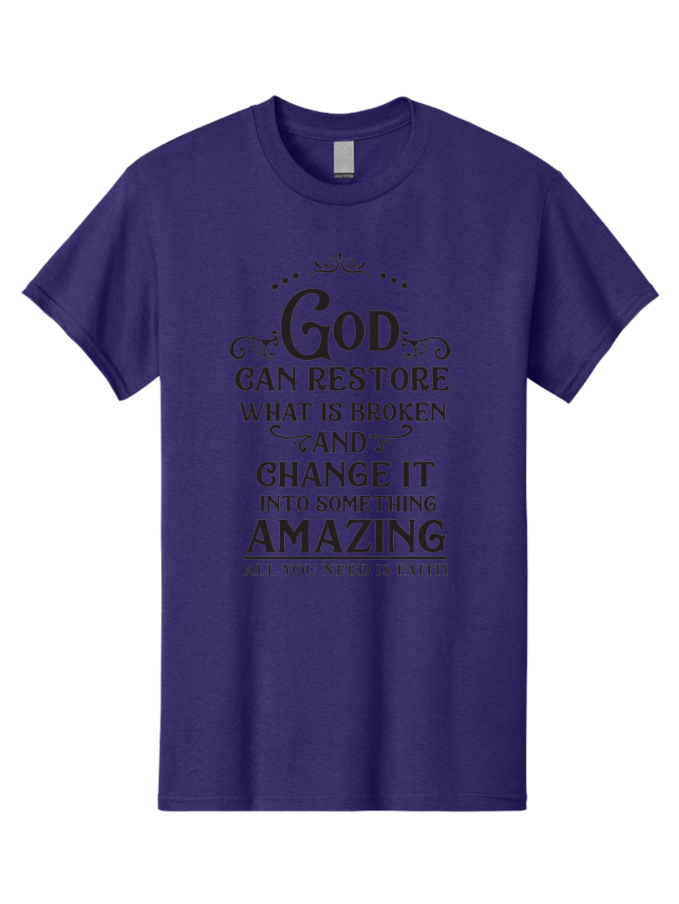 God-Can-Restore-What-Is-Broken Men'S Graphic Tee, 100% Cotton, Comfortable Casual Summer Wear, Machine Washable, Inspirational Quote, Motivational Words, Faith And Restoration, God Can Restore, Broken But Made Whole, Aac761