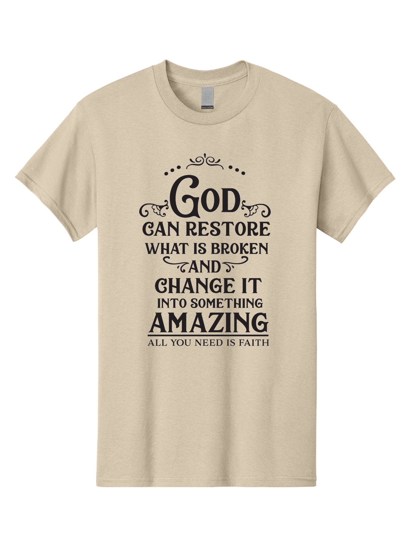 God-Can-Restore-What-Is-Broken Men'S Graphic Tee, 100% Cotton, Comfortable Casual Summer Wear, Machine Washable, Inspirational Quote, Motivational Words, Faith And Restoration, God Can Restore, Broken But Made Whole, Aac761