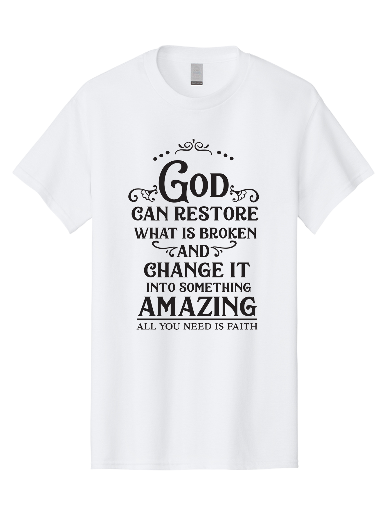 God-Can-Restore-What-Is-Broken Men'S Graphic Tee, 100% Cotton, Comfortable Casual Summer Wear, Machine Washable, Inspirational Quote, Motivational Words, Faith And Restoration, God Can Restore, Broken But Made Whole, Aac761