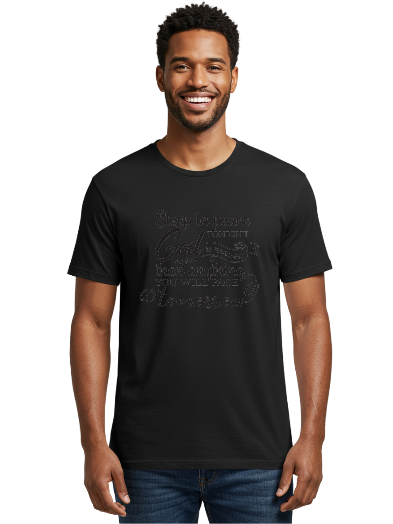 God-Is-Bigger Men'S Graphic Tee, 100% Cotton, Comfortable Casual Summer Wear, Machine Washable, Inspirational Quote, Motivational Words, God Is Bigger, Peaceful Sleep, Inspirational Sayings, Faith, Trust, Hope, Positivity, Motivation Aac763