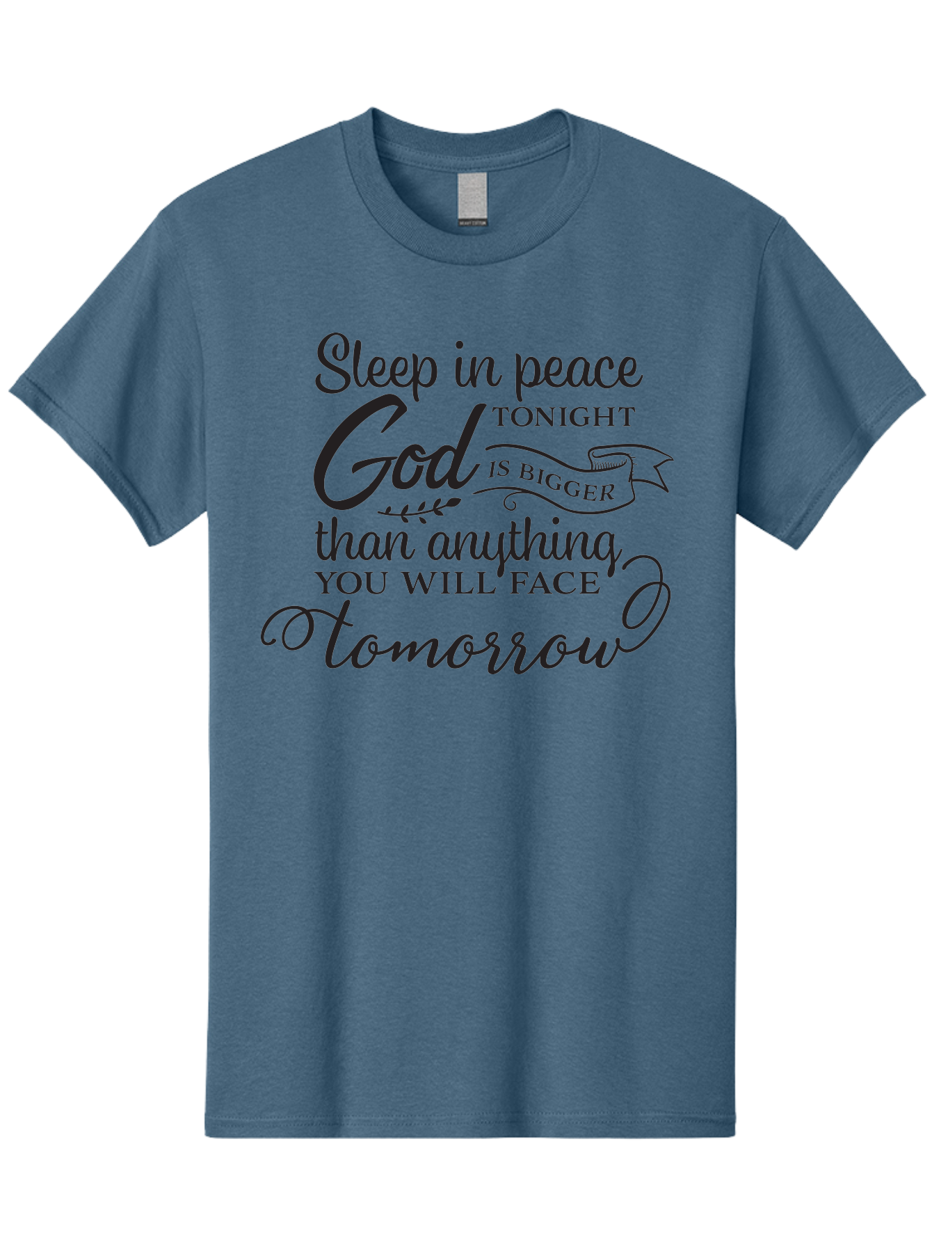 God-Is-Bigger Men'S Graphic Tee, 100% Cotton, Comfortable Casual Summer Wear, Machine Washable, Inspirational Quote, Motivational Words, God Is Bigger, Peaceful Sleep, Inspirational Sayings, Faith, Trust, Hope, Positivity, Motivation Aac763