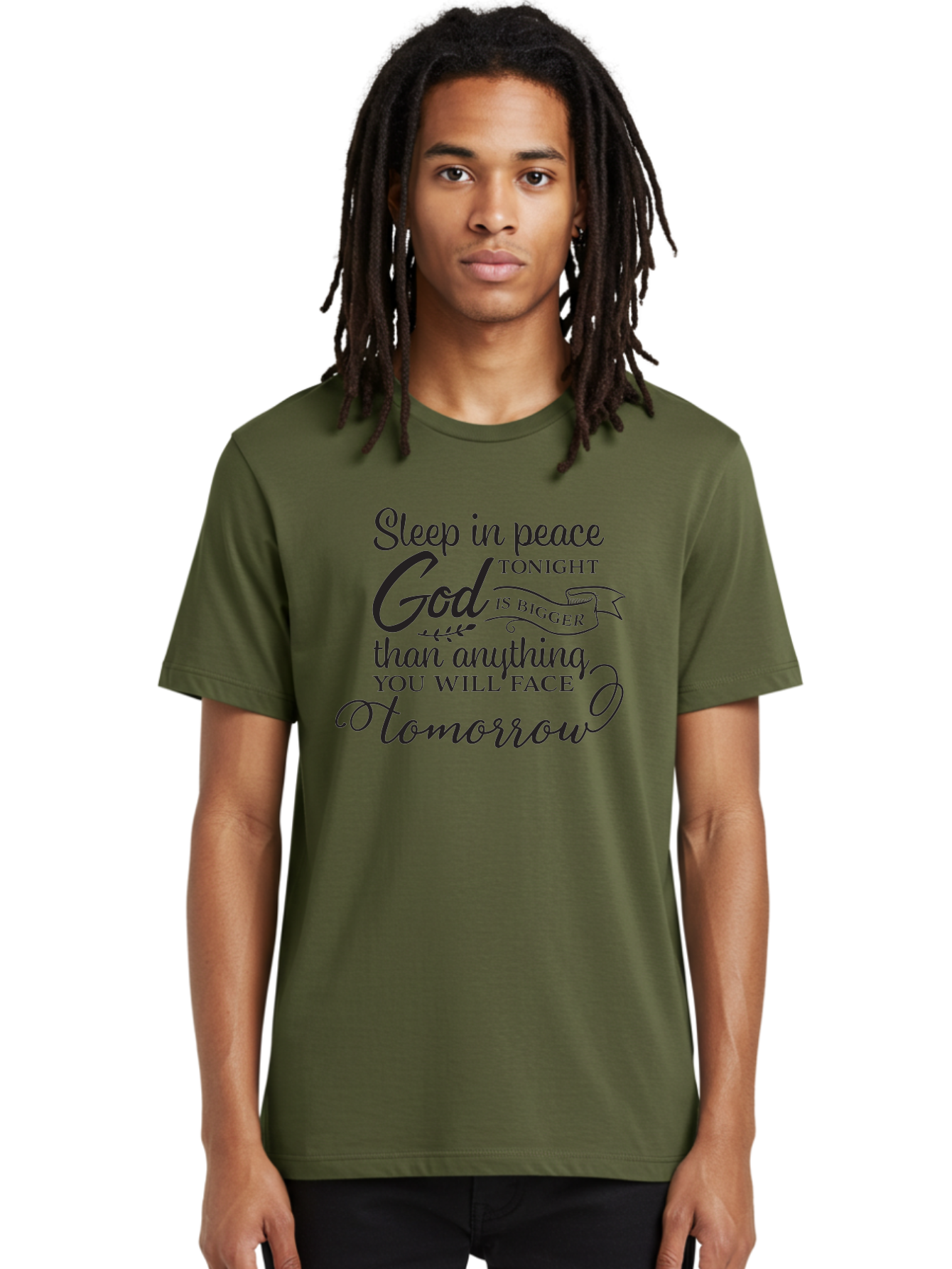 God-Is-Bigger Men'S Graphic Tee, 100% Cotton, Comfortable Casual Summer Wear, Machine Washable, Inspirational Quote, Motivational Words, God Is Bigger, Peaceful Sleep, Inspirational Sayings, Faith, Trust, Hope, Positivity, Motivation Aac763