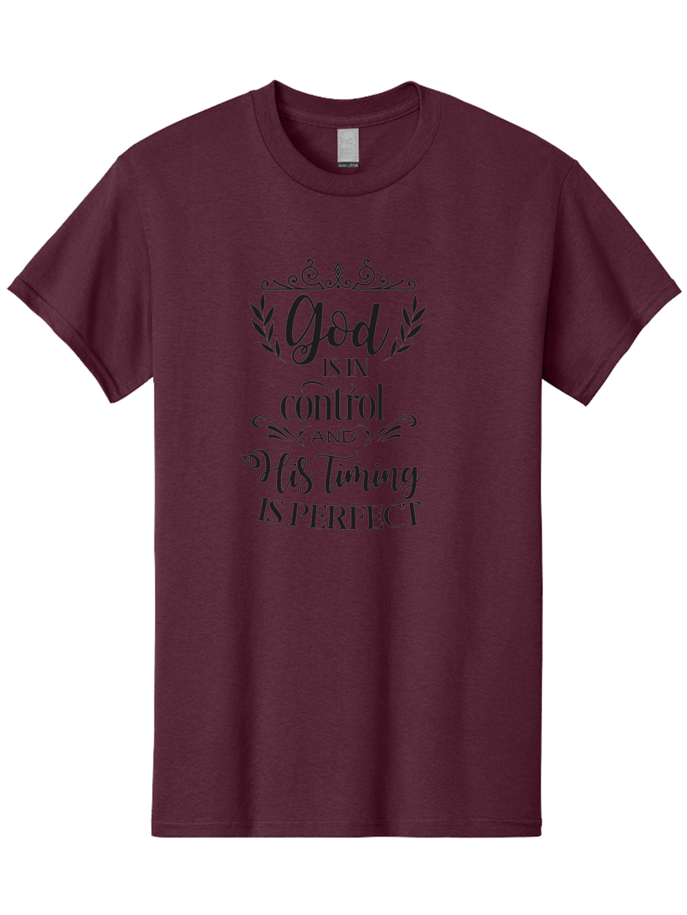 God-Is-In-Control-And-His-Timing-Is-Perfect Men'S Graphic Tee, 100% Cotton, Comfortable Casual Summer Wear, Machine Washable, Faith Quote, Inspirational Quote, Motivational Quote, Religious Quote, God Is In Control, His Timing Is Perfect, Aac764