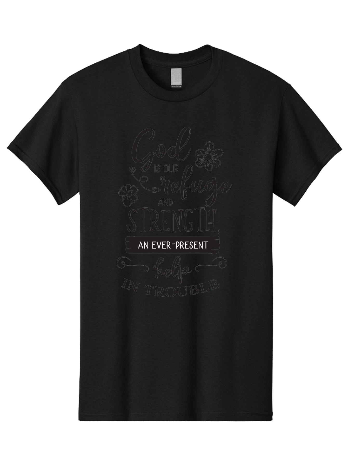 God-Is-Our-Refuge Men'S Graphic Tee, 100% Cotton, Comfortable Casual Summer Wear, Machine Washable, Inspirational Quote, Bible Verse, Motivational Words, Faith And Spirituality, Trust In God, Strength In Trouble, Refuge And Help, Aac765