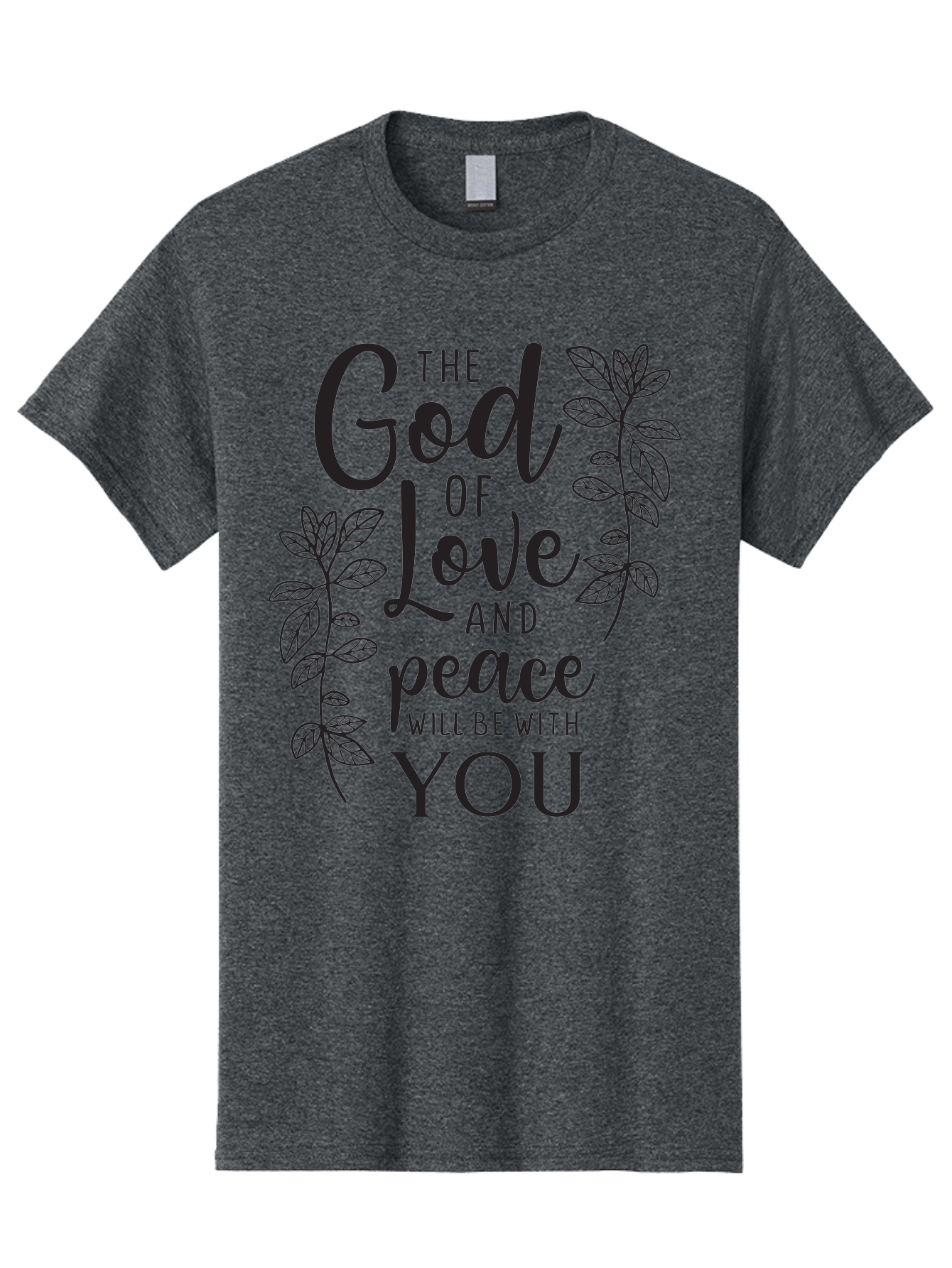 God-Of-Love-And-Peace Men'S Graphic Tee, 100% Cotton, Comfortable Casual Summer Wear, Machine Washable, Inspirational Quote, God Of Love And Peace, Uplifting Message, Positive Affirmation, Leafy Design, Black Typography, Spiritual Words, Aac766