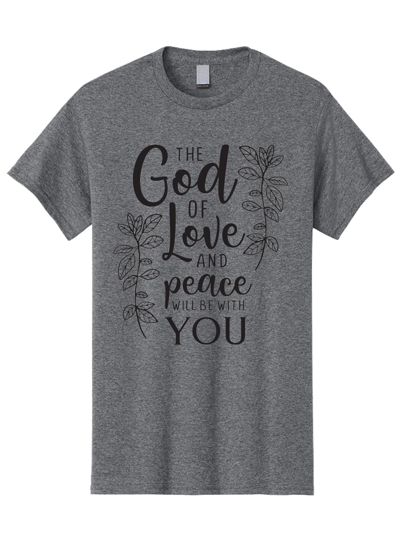 God-Of-Love-And-Peace Men'S Graphic Tee, 100% Cotton, Comfortable Casual Summer Wear, Machine Washable, Inspirational Quote, God Of Love And Peace, Uplifting Message, Positive Affirmation, Leafy Design, Black Typography, Spiritual Words, Aac766