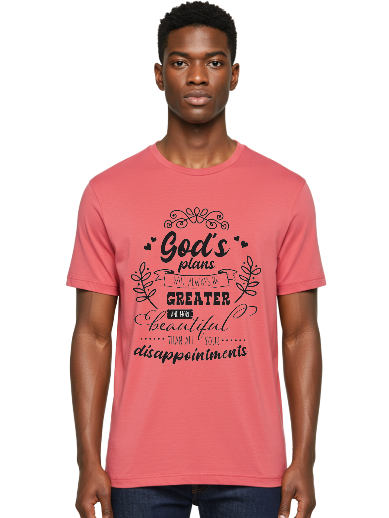 God-S-Plans Men'S Graphic Tee, 100% Cotton, Comfortable Casual Summer Wear, Machine Washable, Inspirational Quotes, Motivational Quotes, Faith-Based Quotes, God'S Plan, Scripture Quotes, Hope And Encouragement, Positive Affirmation Aac767