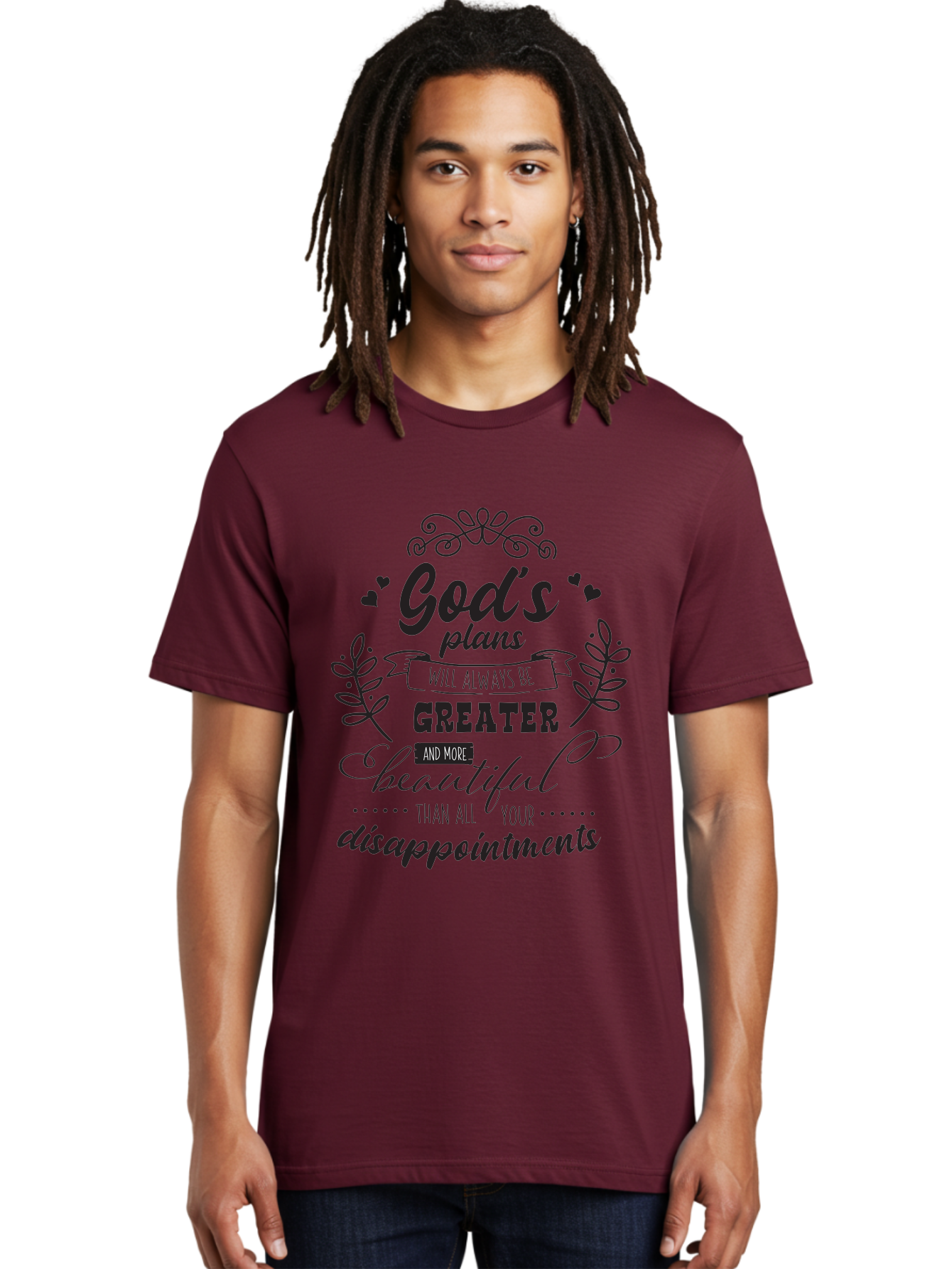 God-S-Plans Men'S Graphic Tee, 100% Cotton, Comfortable Casual Summer Wear, Machine Washable, Inspirational Quotes, Motivational Quotes, Faith-Based Quotes, God'S Plan, Scripture Quotes, Hope And Encouragement, Positive Affirmation Aac767