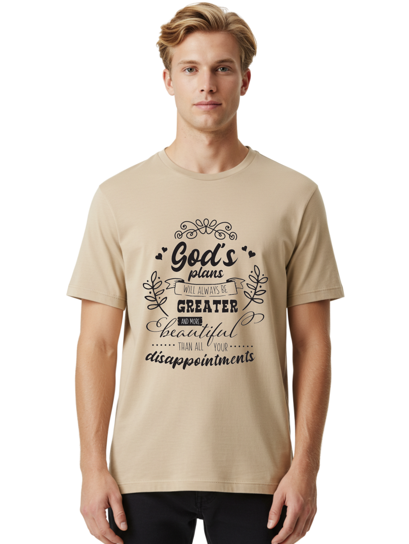 God-S-Plans Men'S Graphic Tee, 100% Cotton, Comfortable Casual Summer Wear, Machine Washable, Inspirational Quotes, Motivational Quotes, Faith-Based Quotes, God'S Plan, Scripture Quotes, Hope And Encouragement, Positive Affirmation Aac767