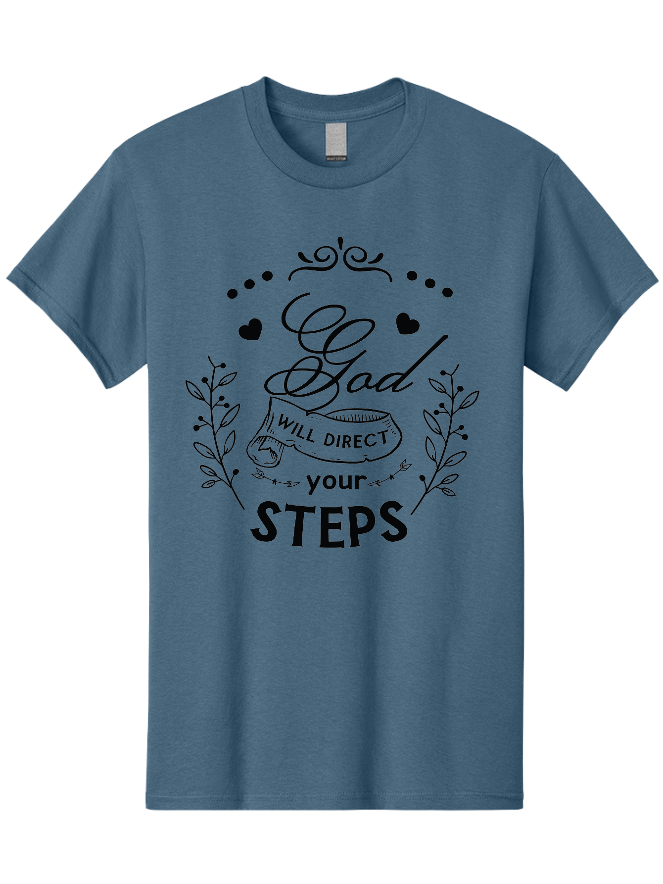 God-Will-Direct-Your-Steps-1 Men'S Graphic Tee, 100% Cotton, Comfortable Casual Summer Wear, Machine Washable, Inspirational Quote, Motivational Saying, God Will Direct Your Steps, Faith-Based Message, Spiritual Guidance, Bible Verse, Aac769