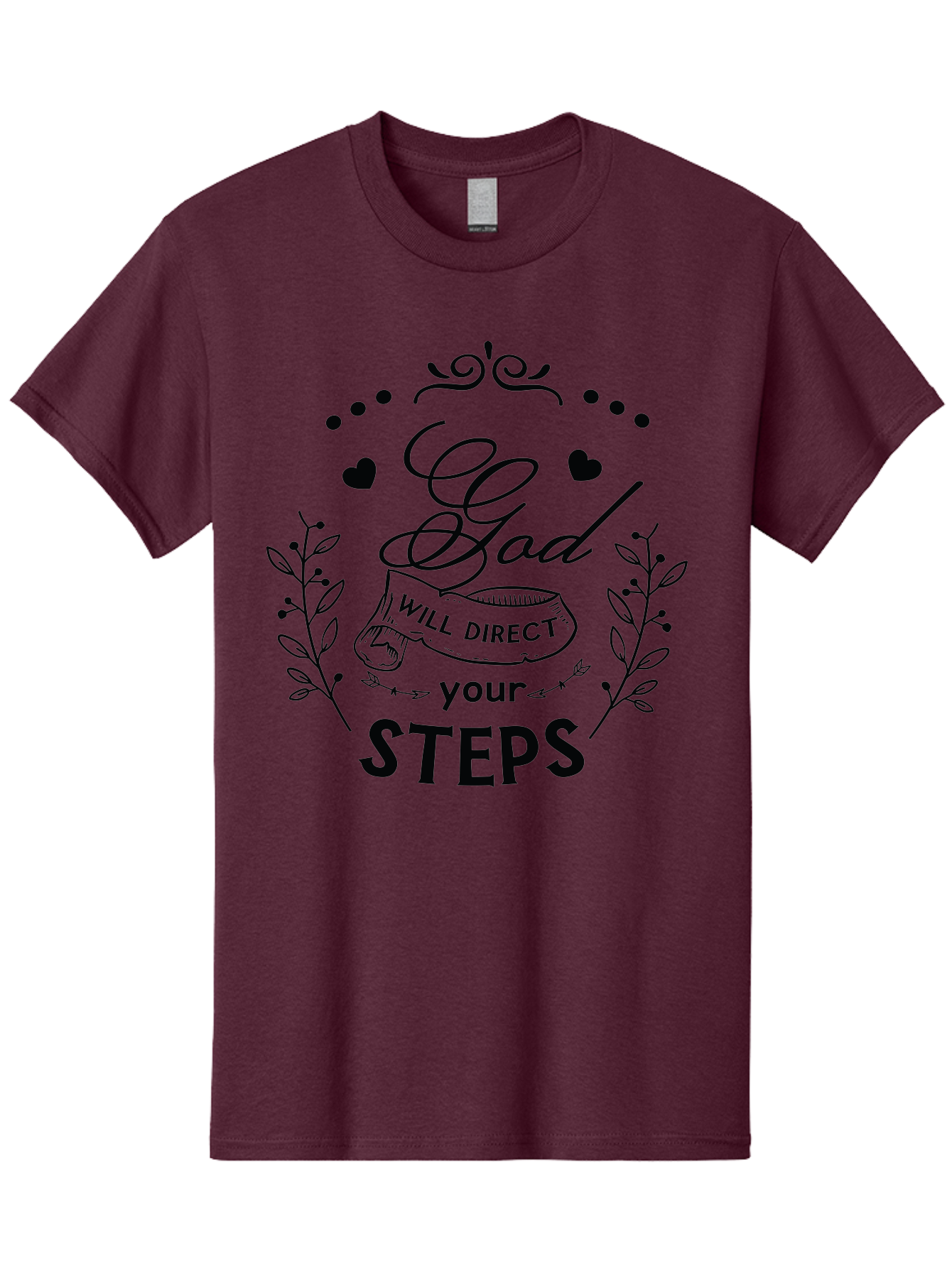 God-Will-Direct-Your-Steps-1 Men'S Graphic Tee, 100% Cotton, Comfortable Casual Summer Wear, Machine Washable, Inspirational Quote, Motivational Saying, God Will Direct Your Steps, Faith-Based Message, Spiritual Guidance, Bible Verse, Aac769