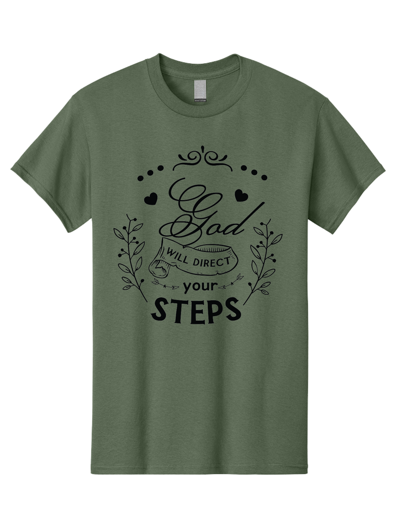 God-Will-Direct-Your-Steps-1 Men'S Graphic Tee, 100% Cotton, Comfortable Casual Summer Wear, Machine Washable, Inspirational Quote, Motivational Saying, God Will Direct Your Steps, Faith-Based Message, Spiritual Guidance, Bible Verse, Aac769