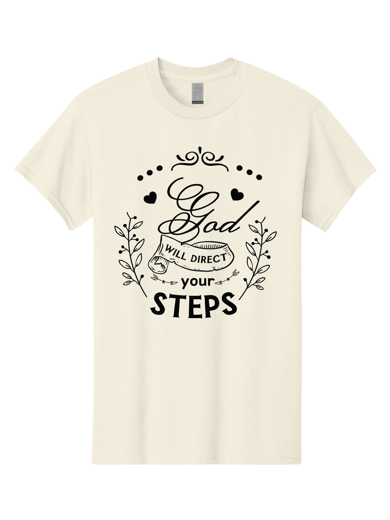 God-Will-Direct-Your-Steps-1 Men'S Graphic Tee, 100% Cotton, Comfortable Casual Summer Wear, Machine Washable, Inspirational Quote, Motivational Saying, God Will Direct Your Steps, Faith-Based Message, Spiritual Guidance, Bible Verse, Aac769