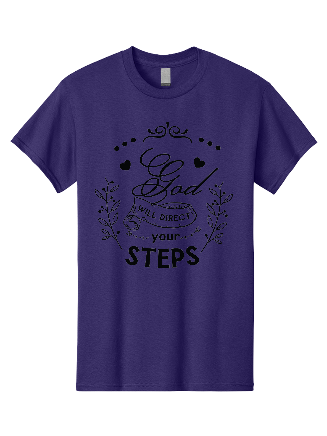 God-Will-Direct-Your-Steps-1 Men'S Graphic Tee, 100% Cotton, Comfortable Casual Summer Wear, Machine Washable, Inspirational Quote, Motivational Saying, God Will Direct Your Steps, Faith-Based Message, Spiritual Guidance, Bible Verse, Aac769