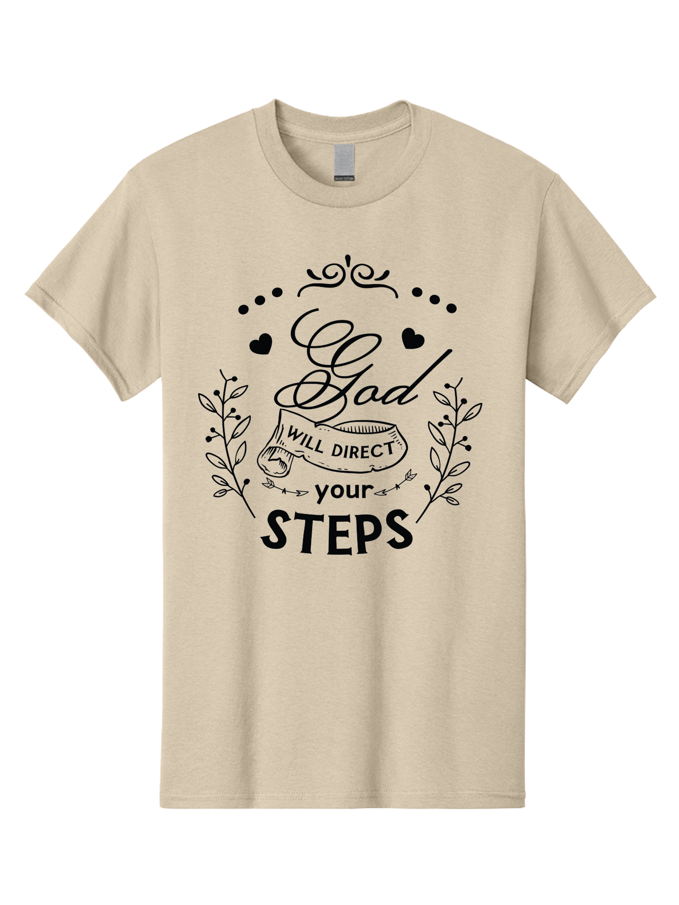 God-Will-Direct-Your-Steps-1 Men'S Graphic Tee, 100% Cotton, Comfortable Casual Summer Wear, Machine Washable, Inspirational Quote, Motivational Saying, God Will Direct Your Steps, Faith-Based Message, Spiritual Guidance, Bible Verse, Aac769
