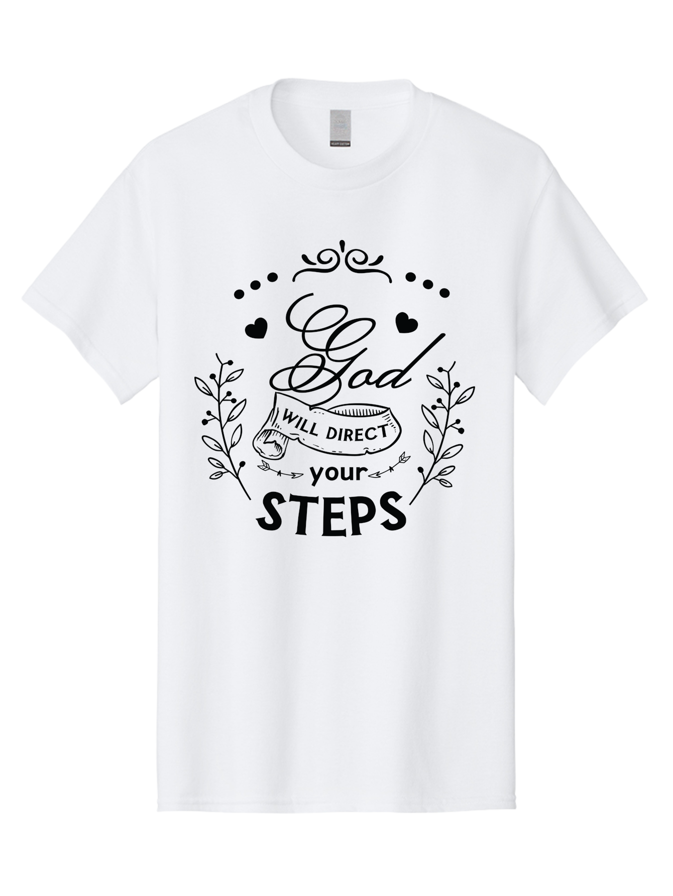 God-Will-Direct-Your-Steps-1 Men'S Graphic Tee, 100% Cotton, Comfortable Casual Summer Wear, Machine Washable, Inspirational Quote, Motivational Saying, God Will Direct Your Steps, Faith-Based Message, Spiritual Guidance, Bible Verse, Aac769