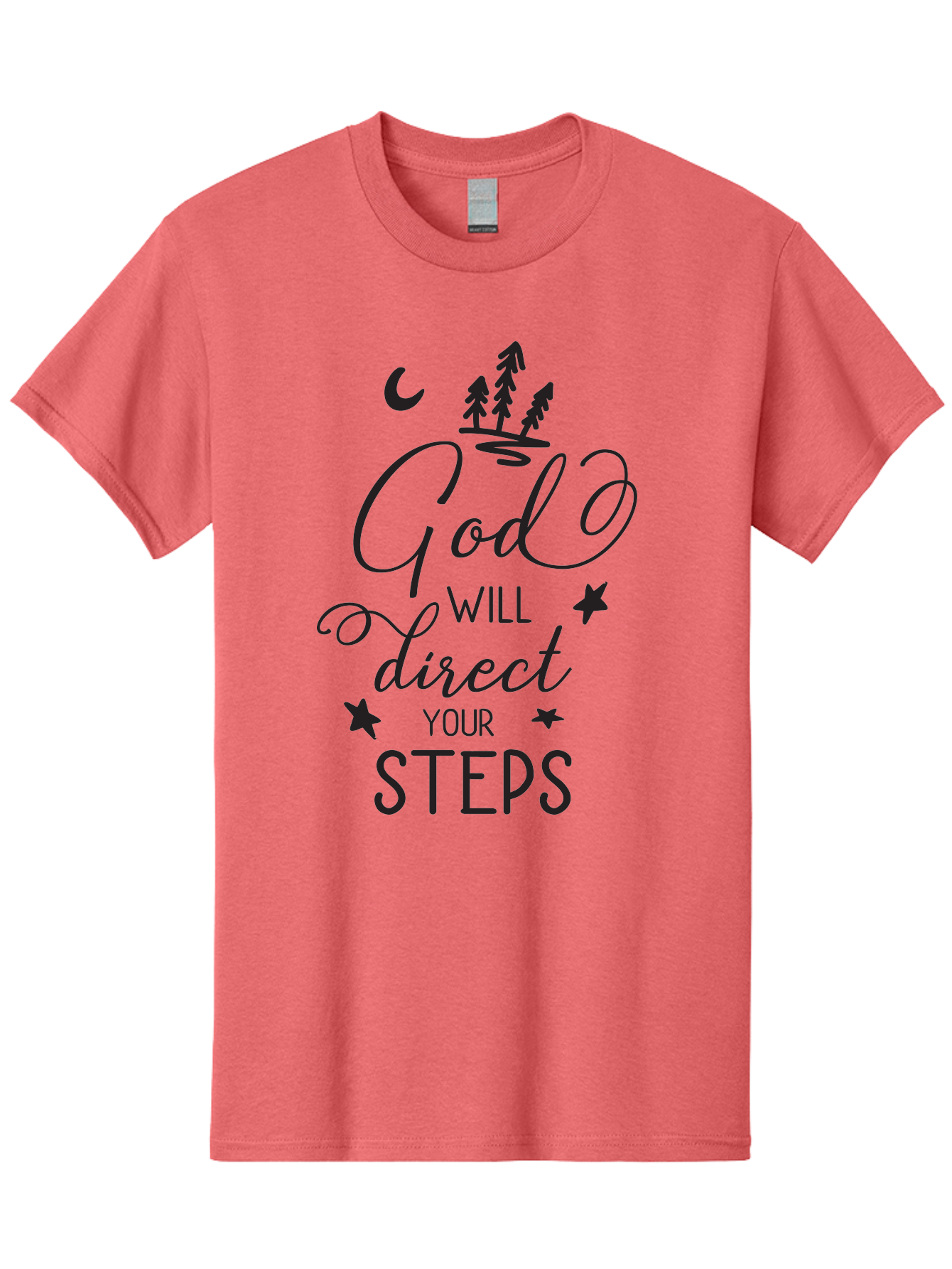 God-Will-Direct-Your-Steps Men'S Graphic Tee, 100% Cotton, Comfortable Casual Summer Wear, Machine Washable, Inspirational Quote, Motivational Phrase, God Will Direct Your Steps, Faith-Based Message, Spiritual Guidance, Positive Affirmation, Aac770