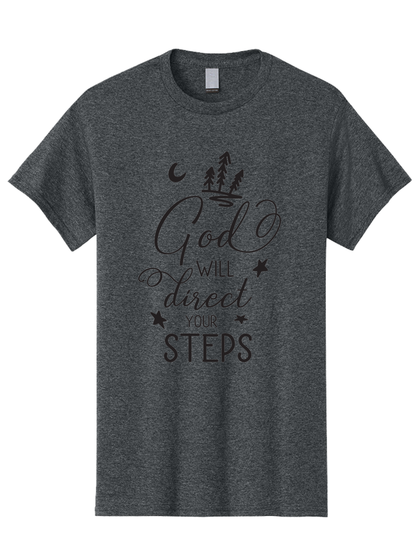 God-Will-Direct-Your-Steps Men'S Graphic Tee, 100% Cotton, Comfortable Casual Summer Wear, Machine Washable, Inspirational Quote, Motivational Phrase, God Will Direct Your Steps, Faith-Based Message, Spiritual Guidance, Positive Affirmation, Aac770