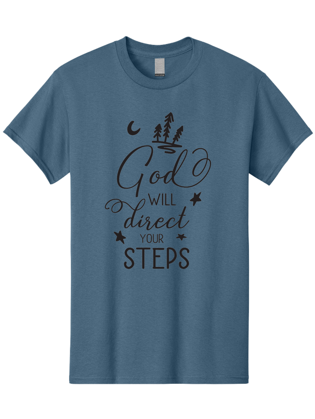 God-Will-Direct-Your-Steps Men'S Graphic Tee, 100% Cotton, Comfortable Casual Summer Wear, Machine Washable, Inspirational Quote, Motivational Phrase, God Will Direct Your Steps, Faith-Based Message, Spiritual Guidance, Positive Affirmation, Aac770