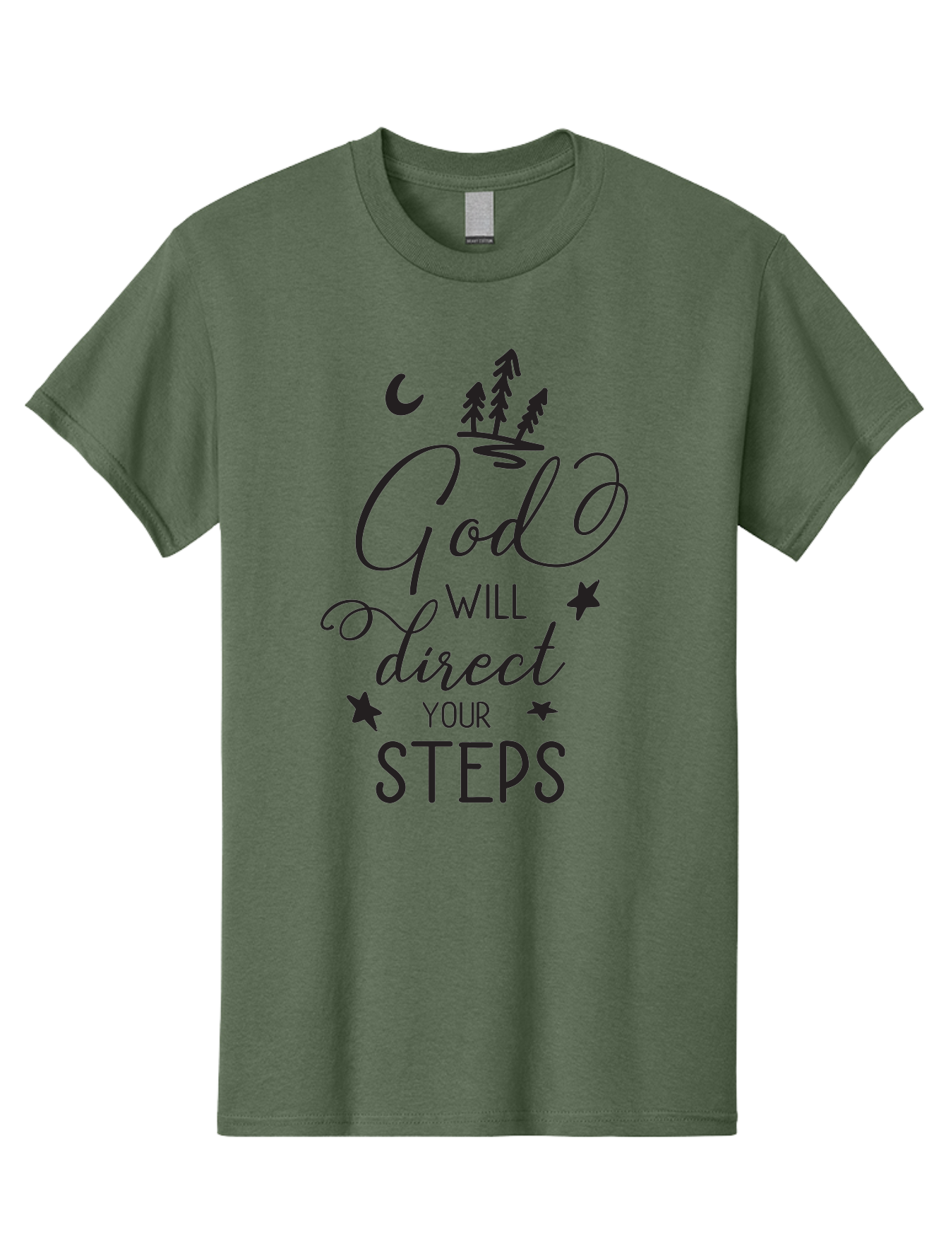 God-Will-Direct-Your-Steps Men'S Graphic Tee, 100% Cotton, Comfortable Casual Summer Wear, Machine Washable, Inspirational Quote, Motivational Phrase, God Will Direct Your Steps, Faith-Based Message, Spiritual Guidance, Positive Affirmation, Aac770