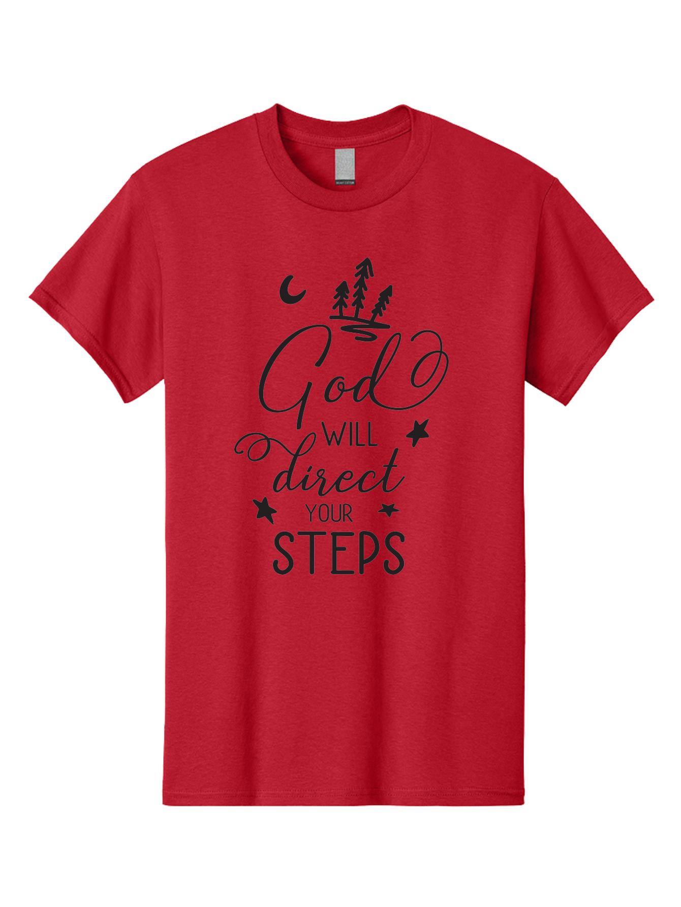 God-Will-Direct-Your-Steps Men'S Graphic Tee, 100% Cotton, Comfortable Casual Summer Wear, Machine Washable, Inspirational Quote, Motivational Phrase, God Will Direct Your Steps, Faith-Based Message, Spiritual Guidance, Positive Affirmation, Aac770