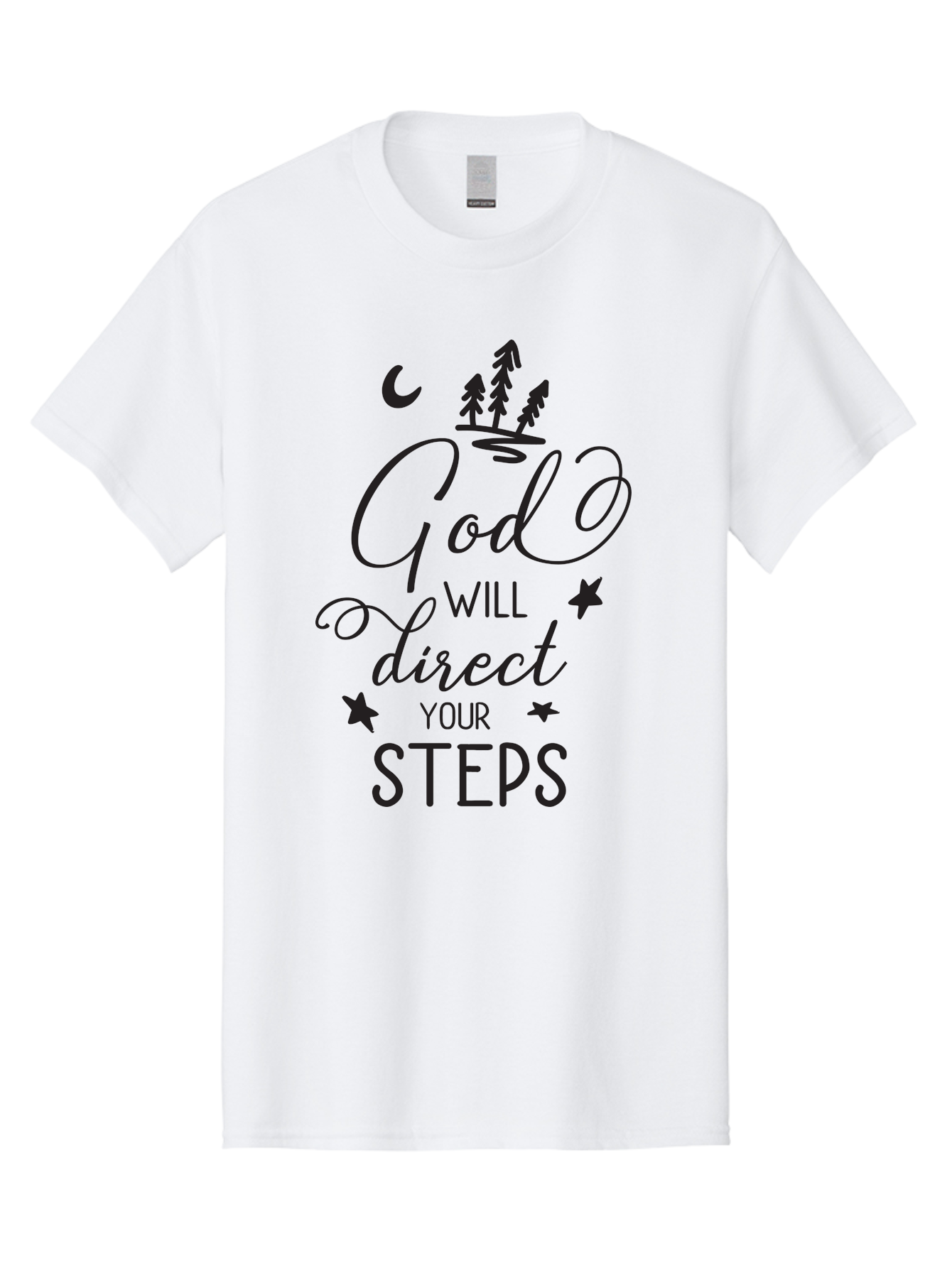 God-Will-Direct-Your-Steps Men'S Graphic Tee, 100% Cotton, Comfortable Casual Summer Wear, Machine Washable, Inspirational Quote, Motivational Phrase, God Will Direct Your Steps, Faith-Based Message, Spiritual Guidance, Positive Affirmation, Aac770