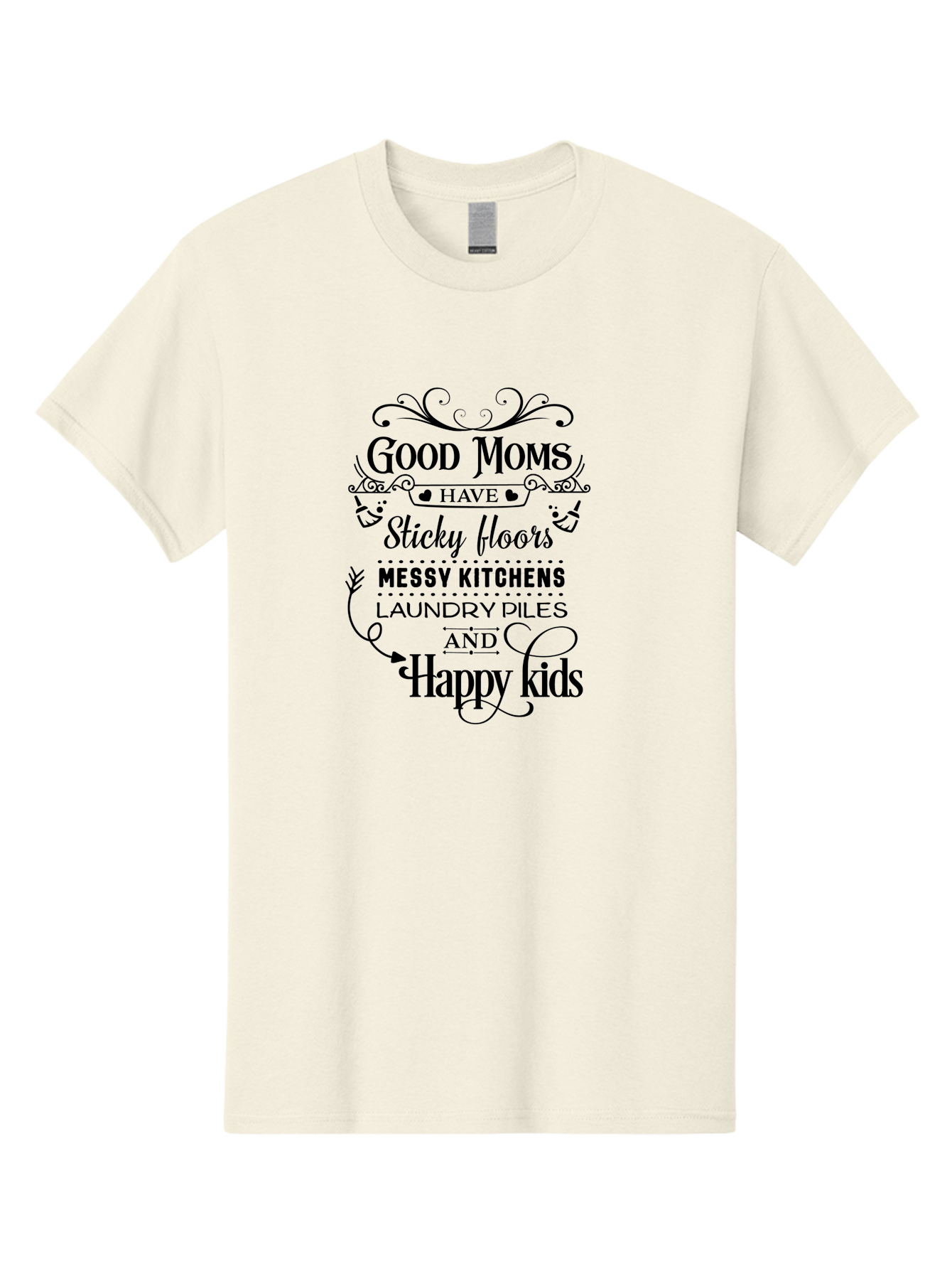 Good-Moms Men'S Graphic Tee, 100% Cotton, Comfortable Casual Summer Wear, Machine Washable, Good Moms, Happy Kids, Messy Kitchens, Laundry Piles, Sticky Floors, Motherhood, Parenting, Family Life, Motherly Love, Mom Quotes Aac771