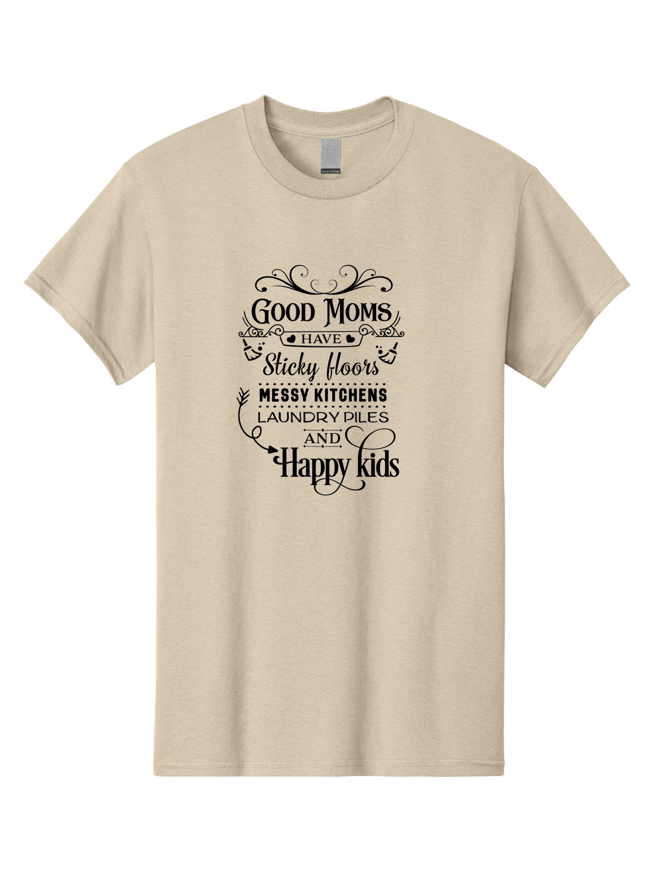 Good-Moms Men'S Graphic Tee, 100% Cotton, Comfortable Casual Summer Wear, Machine Washable, Good Moms, Happy Kids, Messy Kitchens, Laundry Piles, Sticky Floors, Motherhood, Parenting, Family Life, Motherly Love, Mom Quotes Aac771
