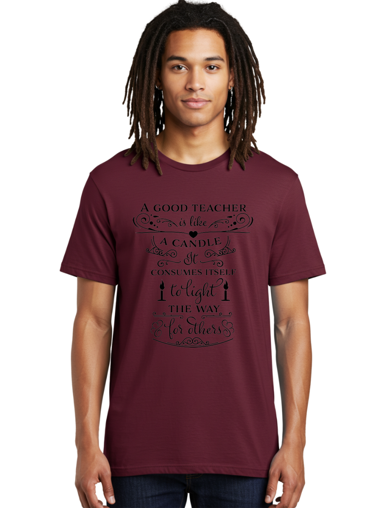 Good-Teacher-Candle-Quote Men'S Graphic Tee, 100% Cotton, Comfortable Casual Summer Wear, Machine Washable, Good Teacher, Inspirational Quote, Teacher Appreciation, Candle Metaphor, Selfless Dedication, Teacher'S Day Gift, Motivational Message Aac772