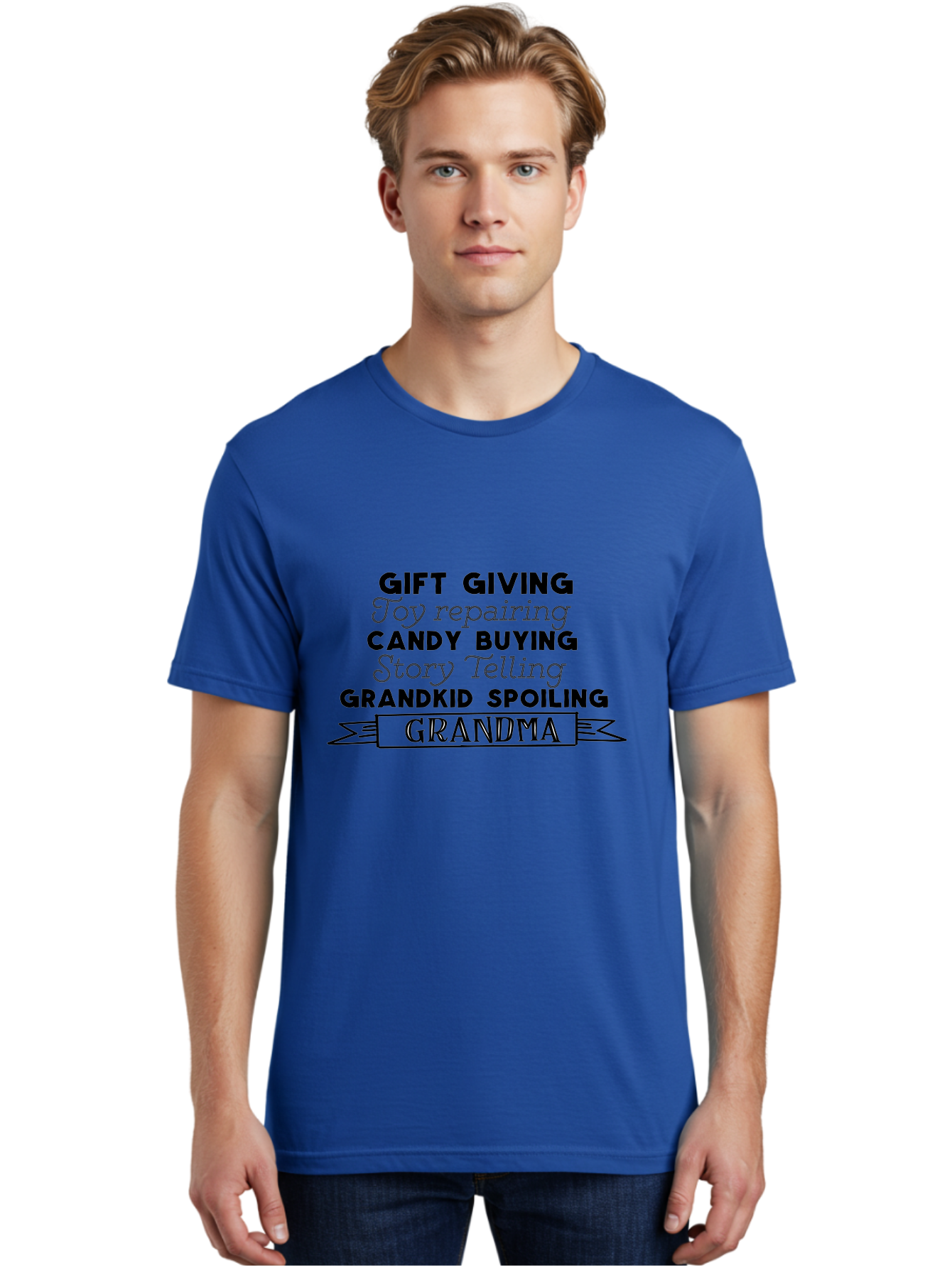 Grandma Men'S Graphic Tee, 100% Cotton, Comfortable Casual Summer Wear, Machine Washable, Grandma, Gift Giving, Toy Repairing, Candy Buying, Story Telling, Grandkid Spoiling, Family Love, Grandmotherly Activities, Grandmother'S Day Aac775