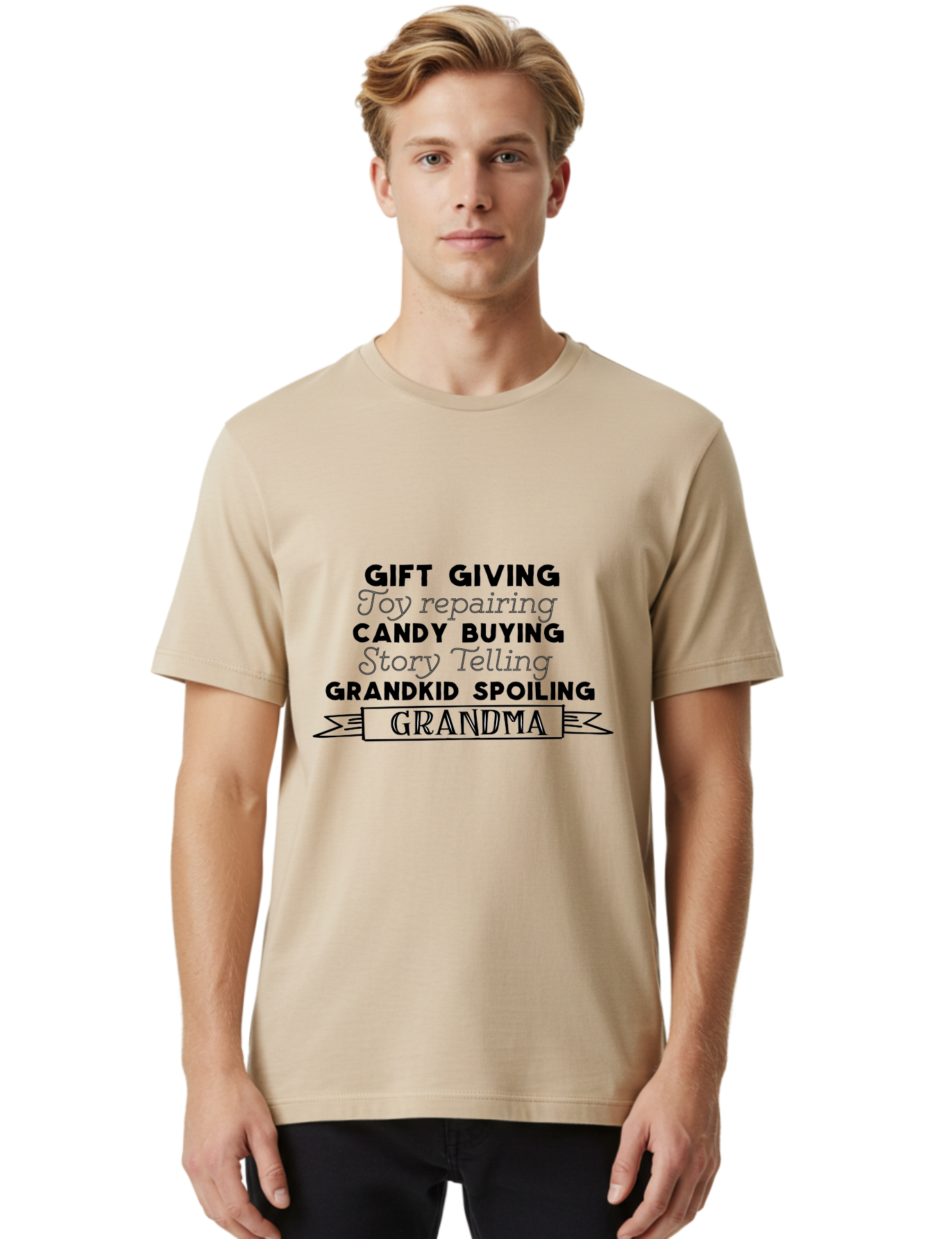 Grandma Men'S Graphic Tee, 100% Cotton, Comfortable Casual Summer Wear, Machine Washable, Grandma, Gift Giving, Toy Repairing, Candy Buying, Story Telling, Grandkid Spoiling, Family Love, Grandmotherly Activities, Grandmother'S Day Aac775