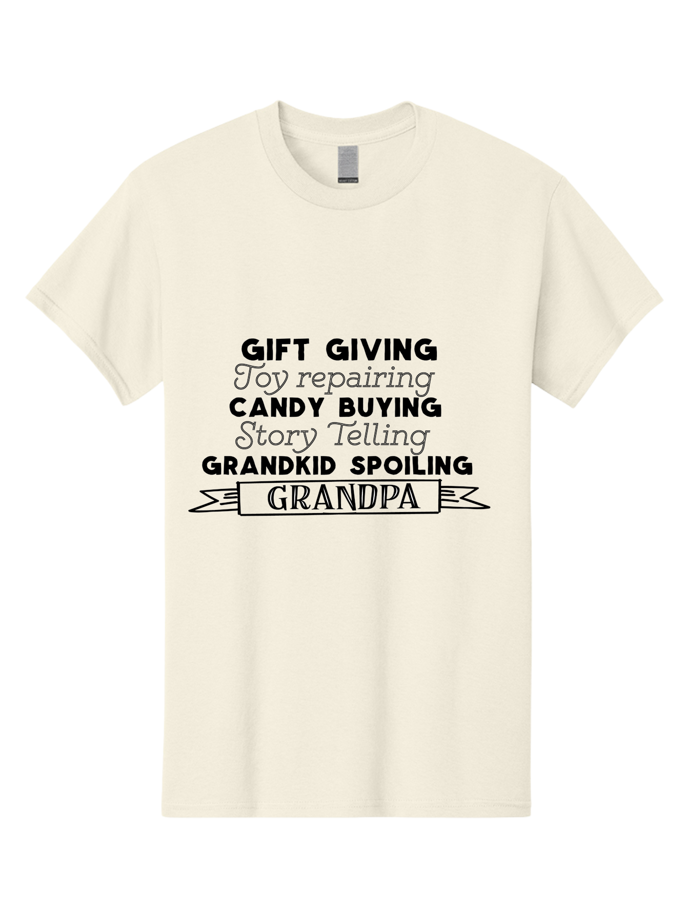 Grandpa Men'S Graphic Tee, 100% Cotton, Comfortable Casual Summer Wear, Machine Washable, Gift Giving, Toy Repairing, Candy Buying, Story Telling, Grandkid Spoiling, Grandpa Gifts, Father'S Day Gifts, Custom Grandpa Gifts, Aac776