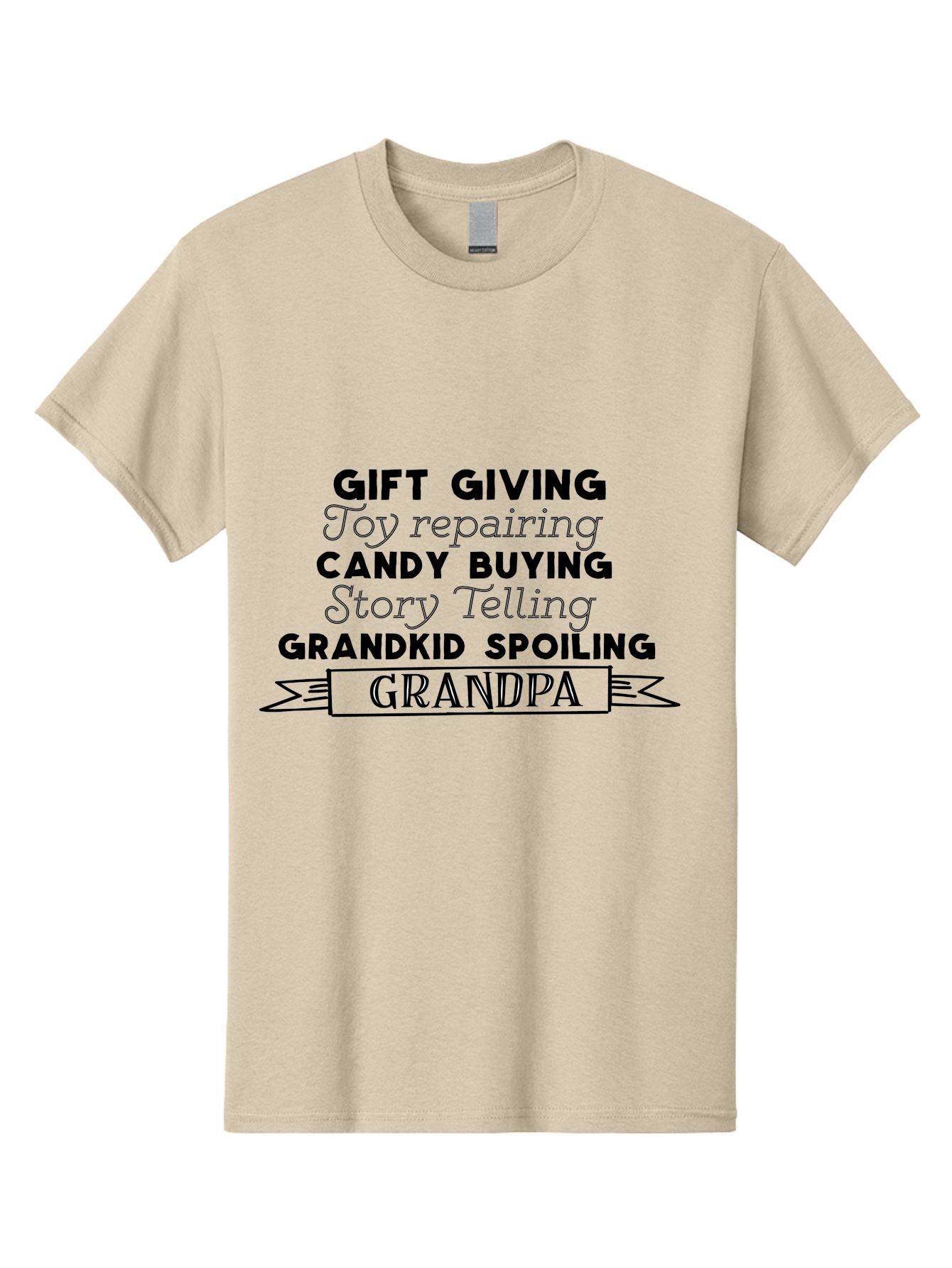 Grandpa Men'S Graphic Tee, 100% Cotton, Comfortable Casual Summer Wear, Machine Washable, Gift Giving, Toy Repairing, Candy Buying, Story Telling, Grandkid Spoiling, Grandpa Gifts, Father'S Day Gifts, Custom Grandpa Gifts, Aac776