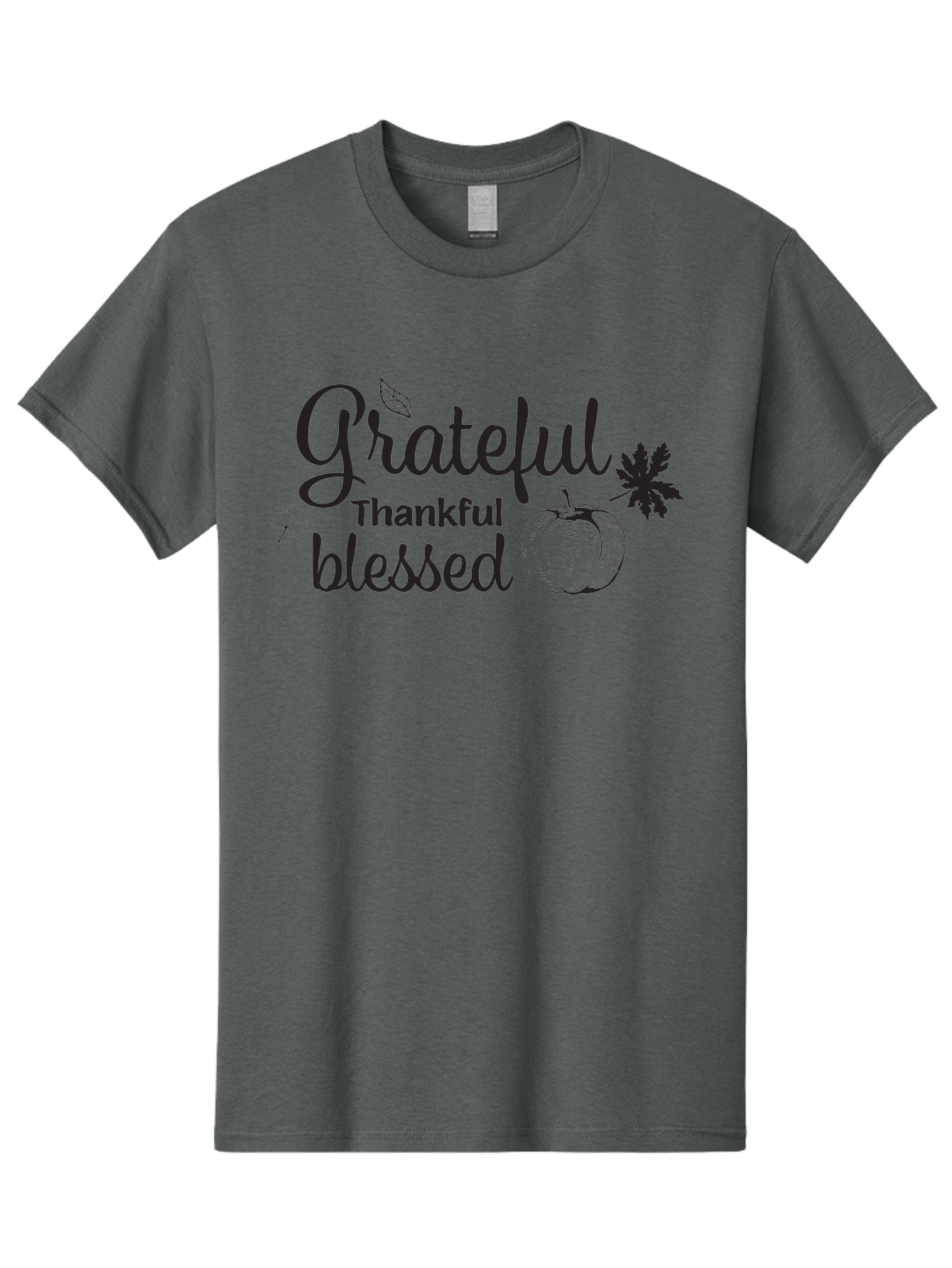 Grateful-Thankful-Blessed Men'S Graphic Tee, 100% Cotton, Comfortable Casual Summer Wear, Machine Washable, Grateful Thankful Blessed, Fall Season, Autumn Leaves, Pumpkin Illustration, Harvest Theme, Positive Vibes, Gratitude, Thankfulness, Aac777