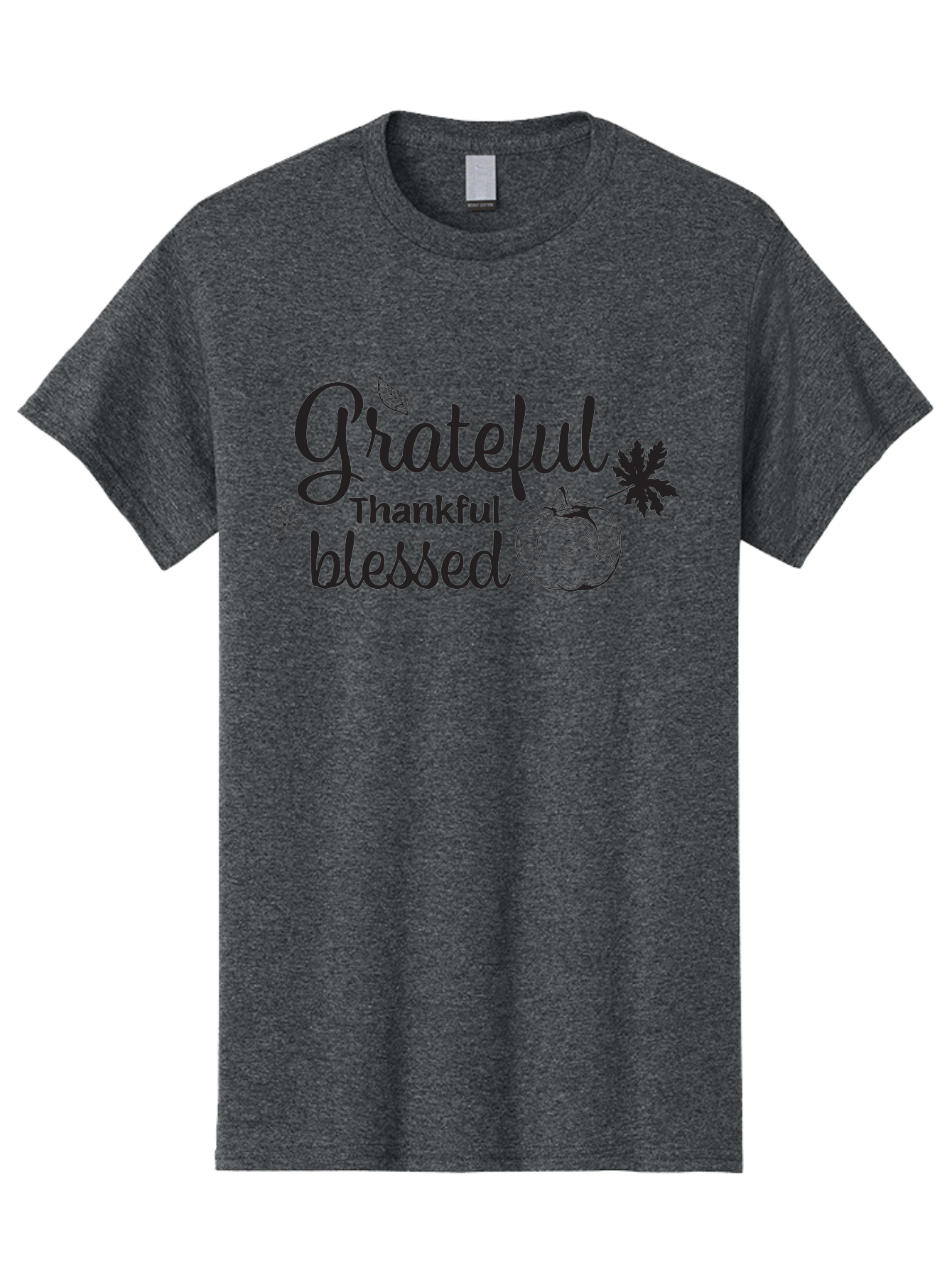 Grateful-Thankful-Blessed Men'S Graphic Tee, 100% Cotton, Comfortable Casual Summer Wear, Machine Washable, Grateful Thankful Blessed, Fall Season, Autumn Leaves, Pumpkin Illustration, Harvest Theme, Positive Vibes, Gratitude, Thankfulness, Aac777