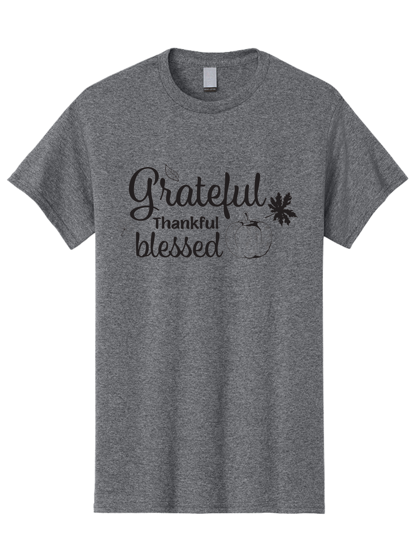 Grateful-Thankful-Blessed Men'S Graphic Tee, 100% Cotton, Comfortable Casual Summer Wear, Machine Washable, Grateful Thankful Blessed, Fall Season, Autumn Leaves, Pumpkin Illustration, Harvest Theme, Positive Vibes, Gratitude, Thankfulness, Aac777