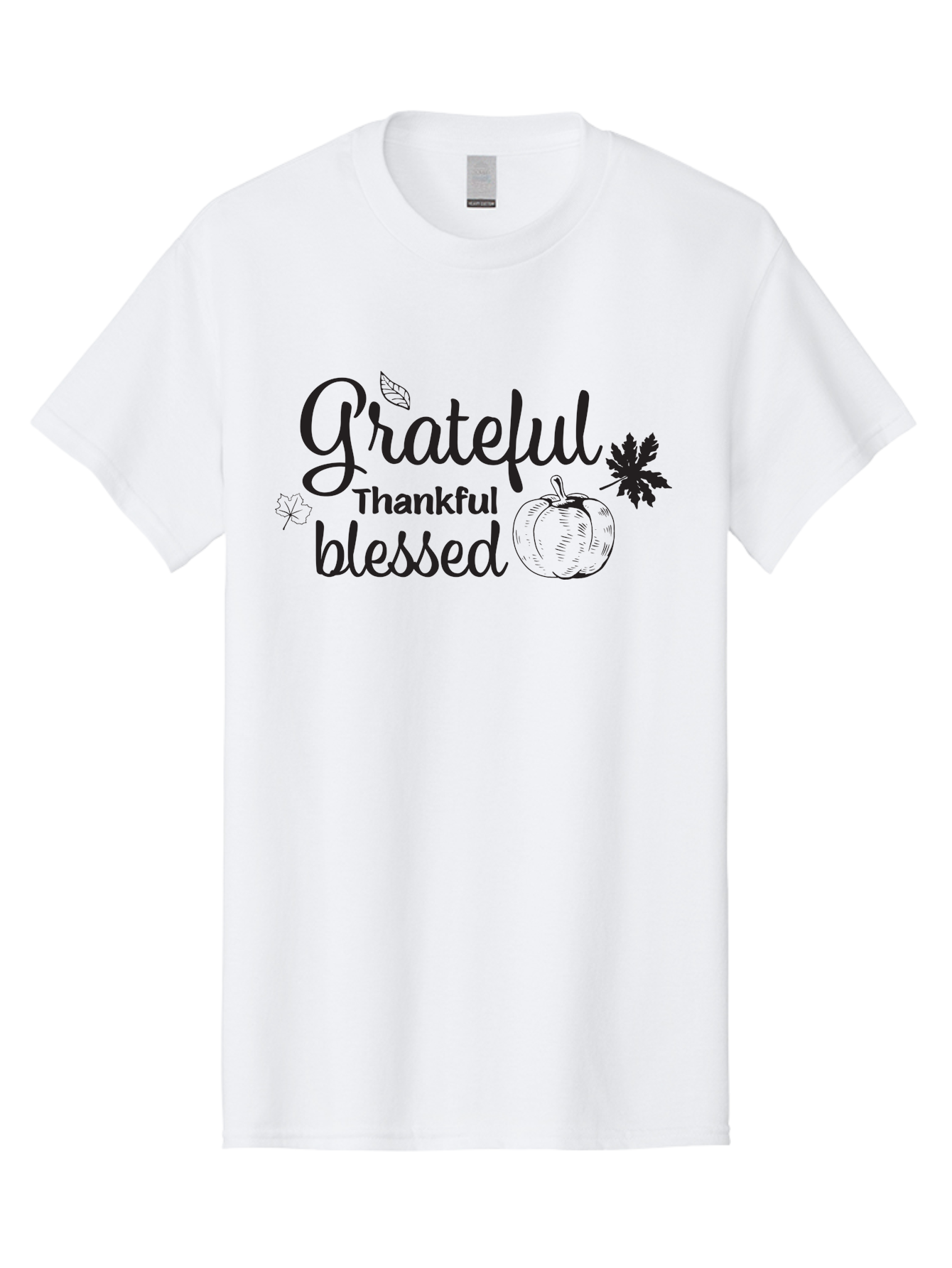 Grateful-Thankful-Blessed Men'S Graphic Tee, 100% Cotton, Comfortable Casual Summer Wear, Machine Washable, Grateful Thankful Blessed, Fall Season, Autumn Leaves, Pumpkin Illustration, Harvest Theme, Positive Vibes, Gratitude, Thankfulness, Aac777