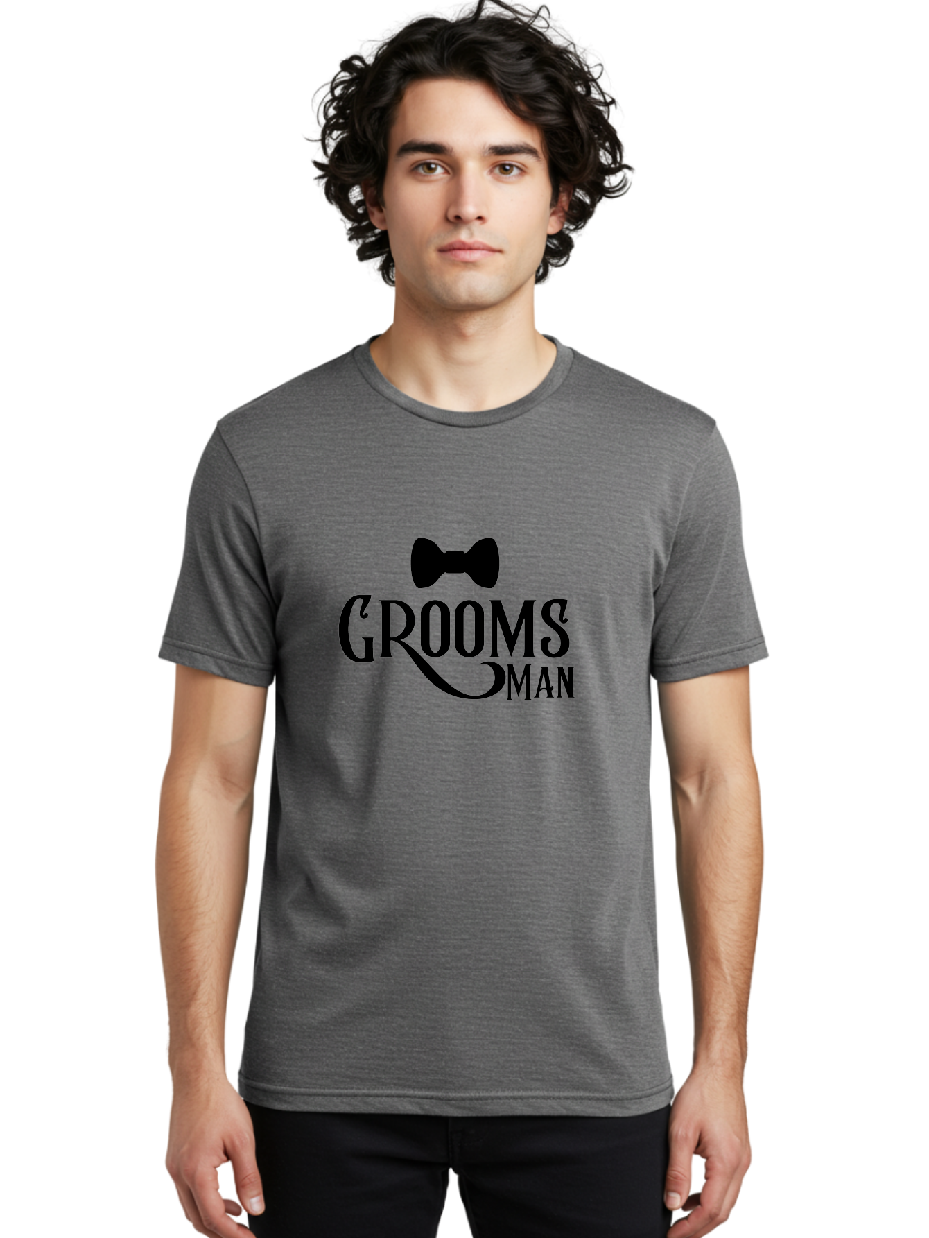 Groomsman Men'S Graphic Tee, 100% Cotton, Comfortable Casual Summer Wear, Machine Washable, Groomsman, Bow Tie, Wedding Party, Best Man, Stylish Men, Wedding Accessories, Formal Wear, Groomsmen Gifts Aac780