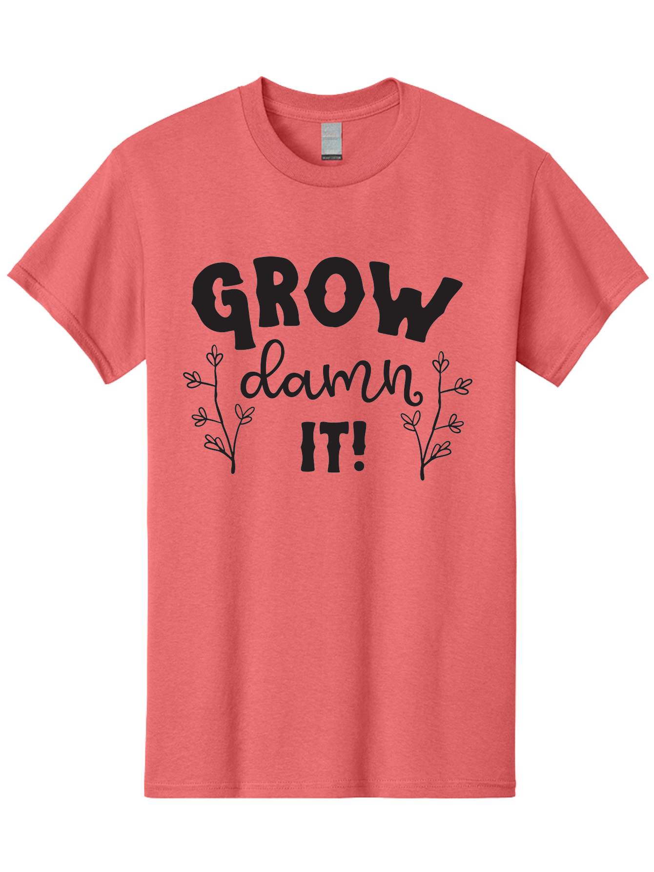 Grow-Damn-It Men'S Graphic Tee, 100% Cotton, Comfortable Casual Summer Wear, Machine Washable, Motivational Quote, Plant Growth, Inspiration, Gardening, Positivity, Growth Mindset, Botanical Illustrations, Typography Art Aac781