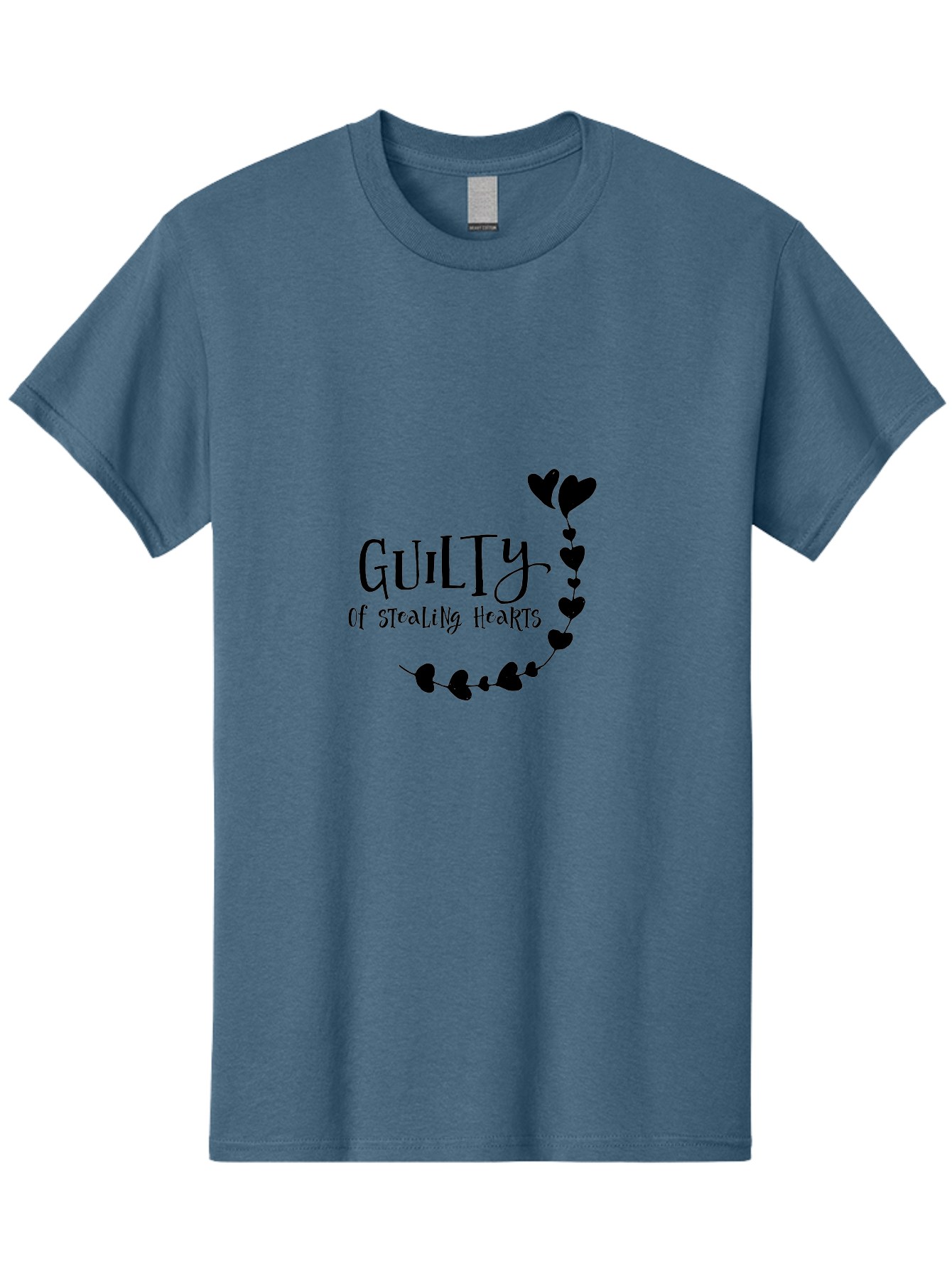 Guilty-Of-Stealing-Hearts Men'S Graphic Tee, 100% Cotton, Comfortable Casual Summer Wear, Machine Washable, Guilty Of Stealing Hearts, Heartbreak, Love, Valentines Day, Romance, Black Hearts, Love Affair, Heart Design, Playful Font Aac782