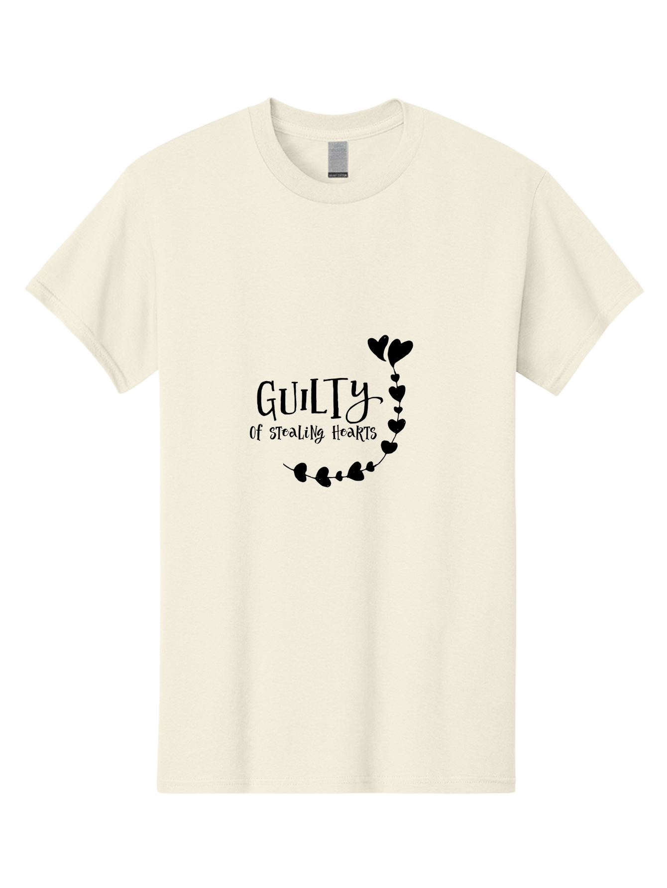 Guilty-Of-Stealing-Hearts Men'S Graphic Tee, 100% Cotton, Comfortable Casual Summer Wear, Machine Washable, Guilty Of Stealing Hearts, Heartbreak, Love, Valentines Day, Romance, Black Hearts, Love Affair, Heart Design, Playful Font Aac782