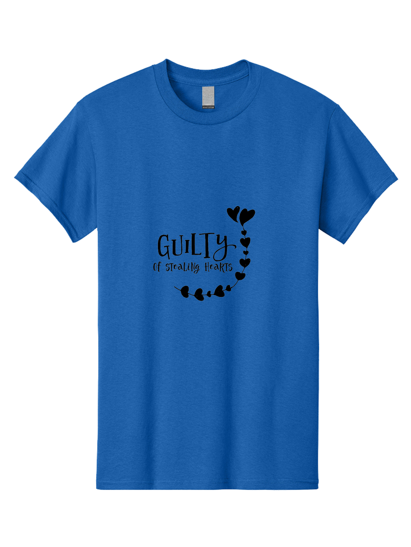 Guilty-Of-Stealing-Hearts Men'S Graphic Tee, 100% Cotton, Comfortable Casual Summer Wear, Machine Washable, Guilty Of Stealing Hearts, Heartbreak, Love, Valentines Day, Romance, Black Hearts, Love Affair, Heart Design, Playful Font Aac782