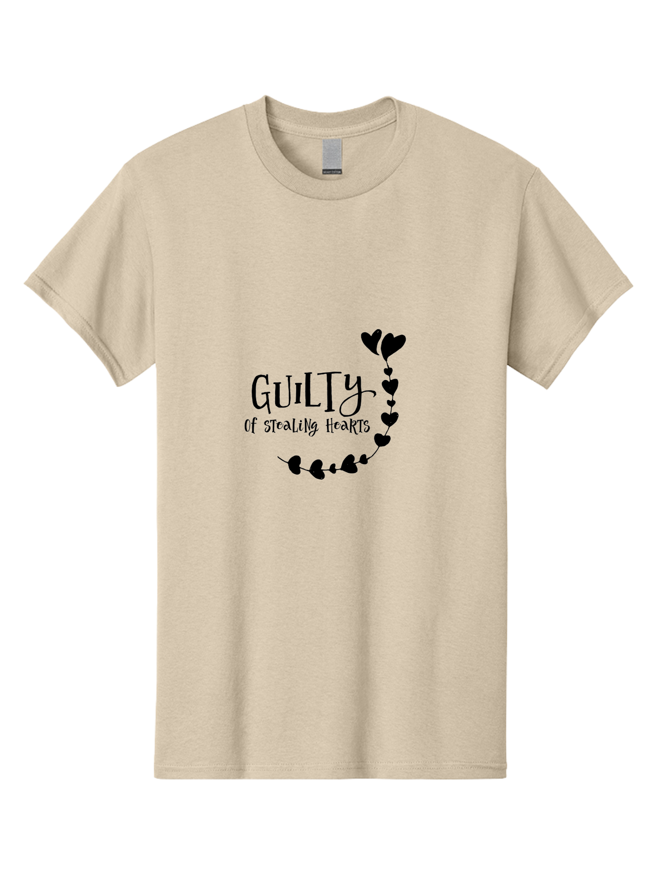 Guilty-Of-Stealing-Hearts Men'S Graphic Tee, 100% Cotton, Comfortable Casual Summer Wear, Machine Washable, Guilty Of Stealing Hearts, Heartbreak, Love, Valentines Day, Romance, Black Hearts, Love Affair, Heart Design, Playful Font Aac782