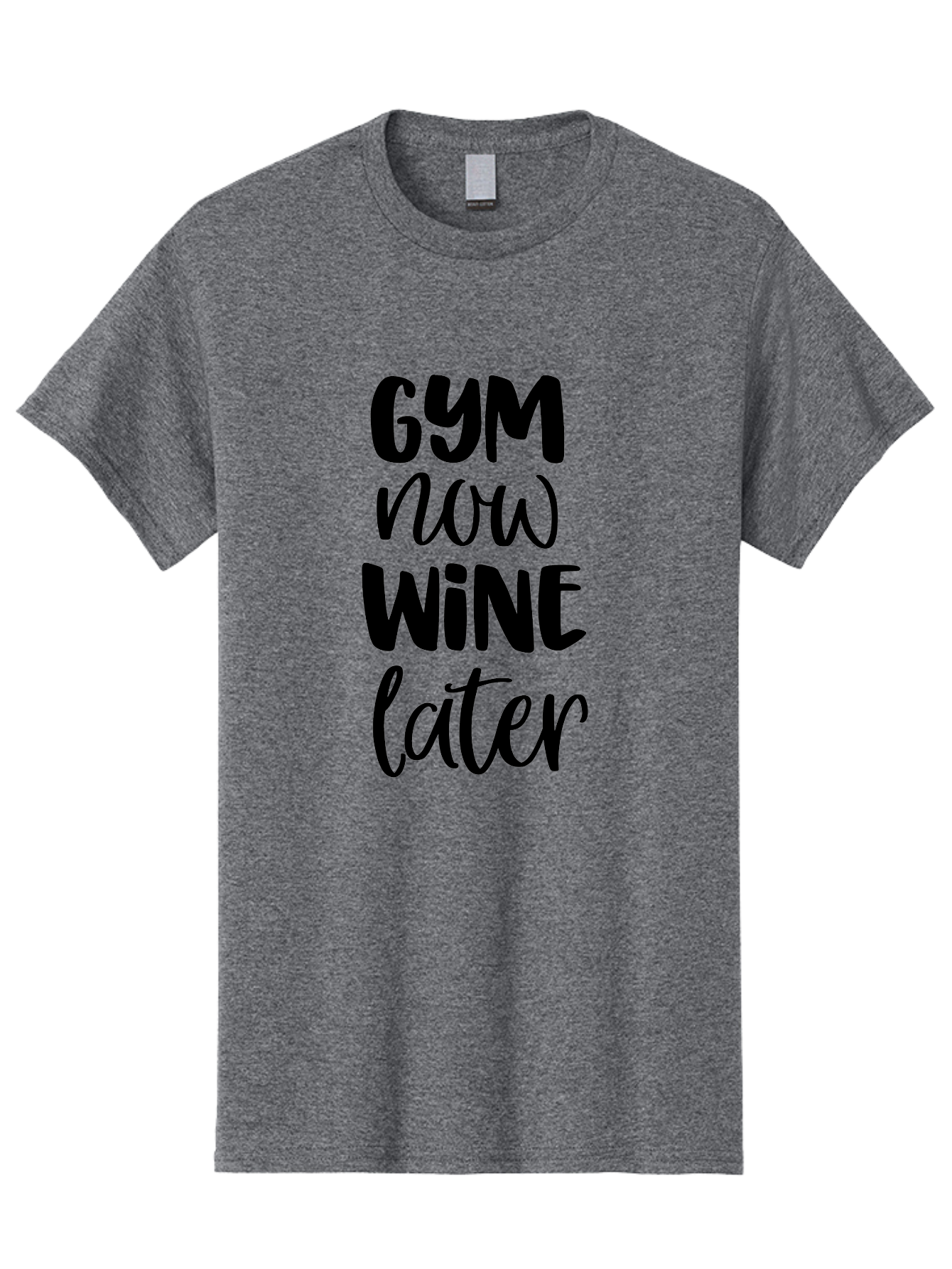 Gym-Now-Wine-Later-1 Men'S Graphic Tee, 100% Cotton, Comfortable Casual Summer Wear, Machine Washable, Gym Motivation, Fitness Quotes, Wine Lover, Fitness Humor, Workout Inspiration, Funny Sayings, Wine Time, Gym Now Wine Later Aac783